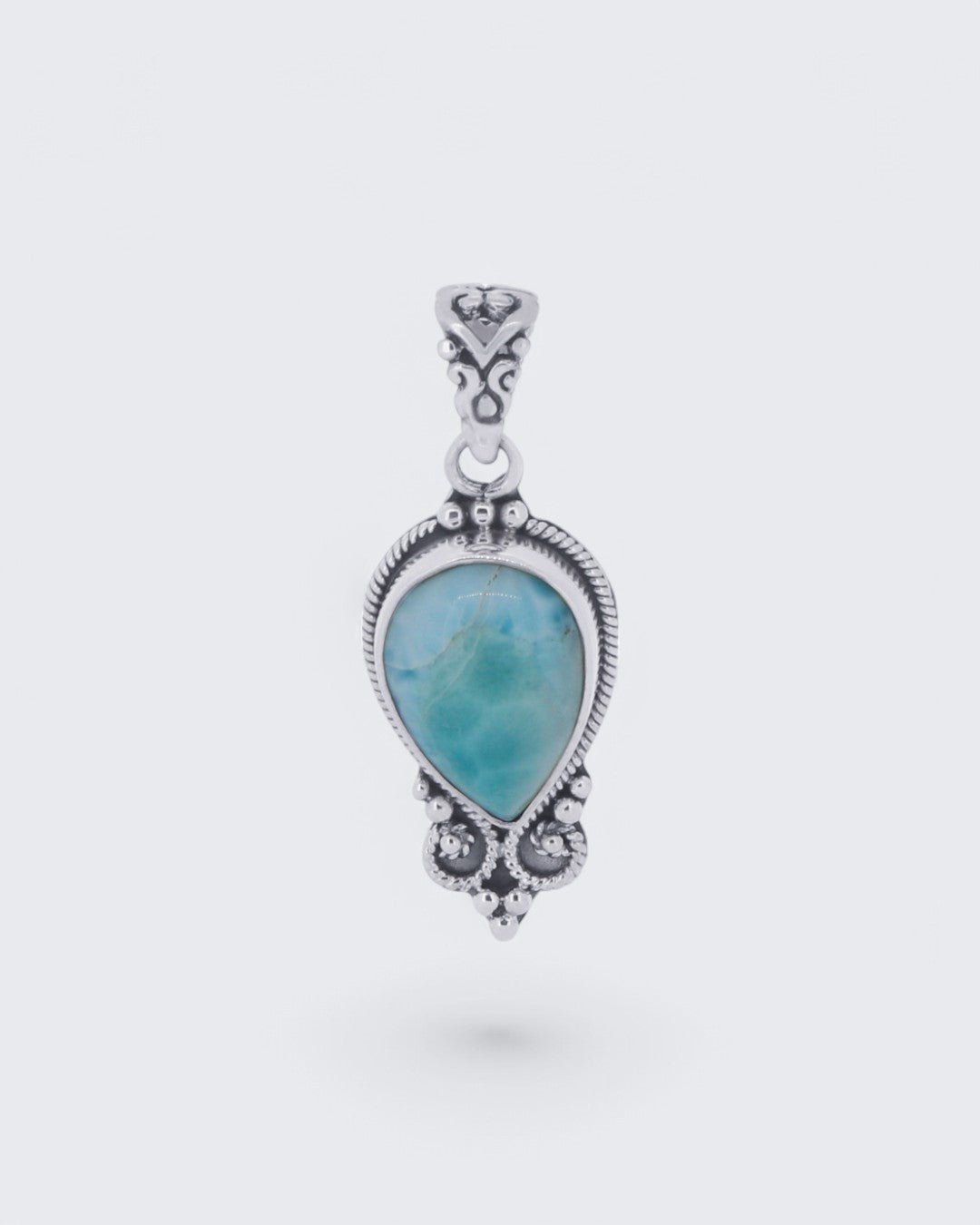 Sterling Silver Pear-Shaped Larimar Pendant、mySite、topwebapps