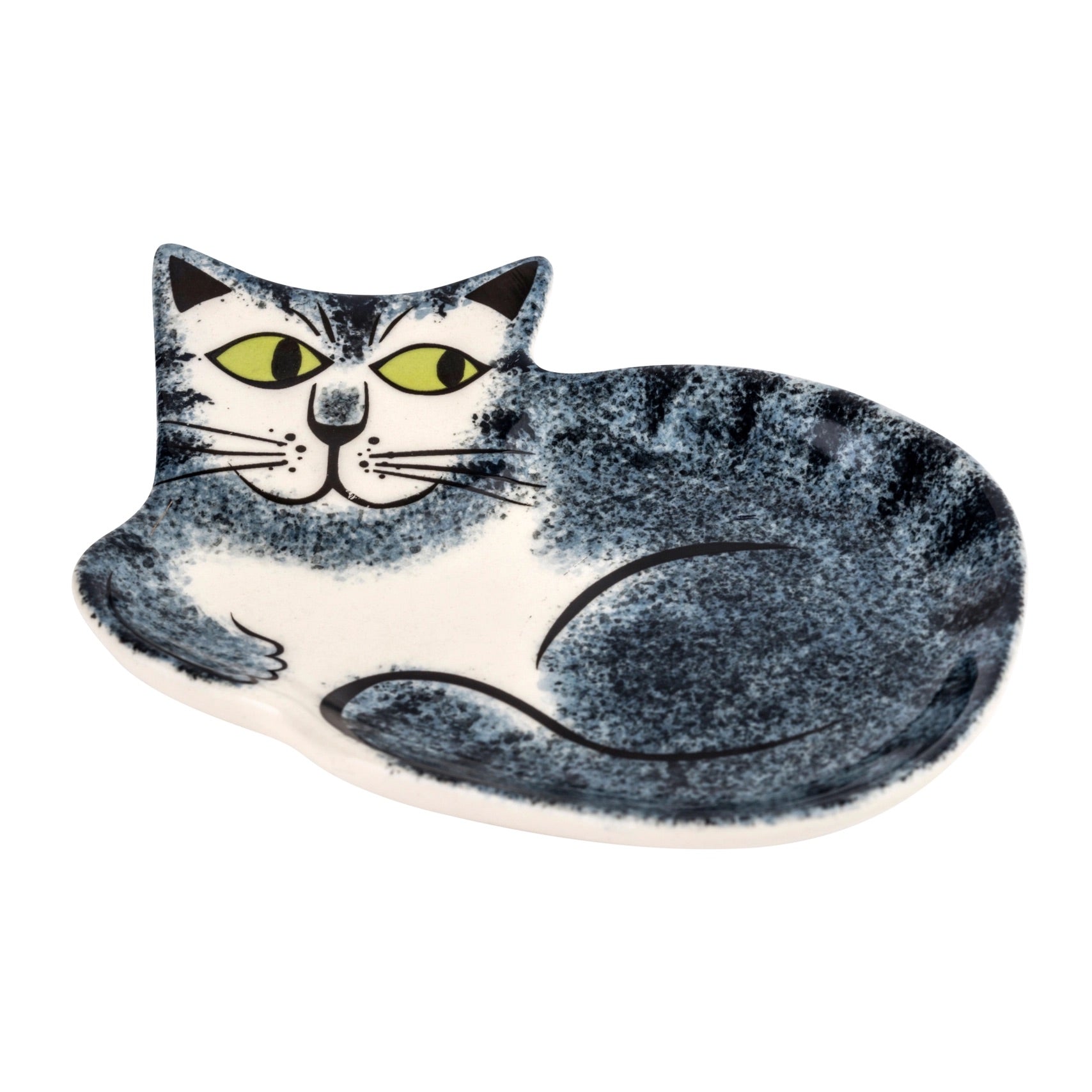 Handmade Ceramic Grey Tabby Cat Trinket Dish、mySite、g9winljtr
