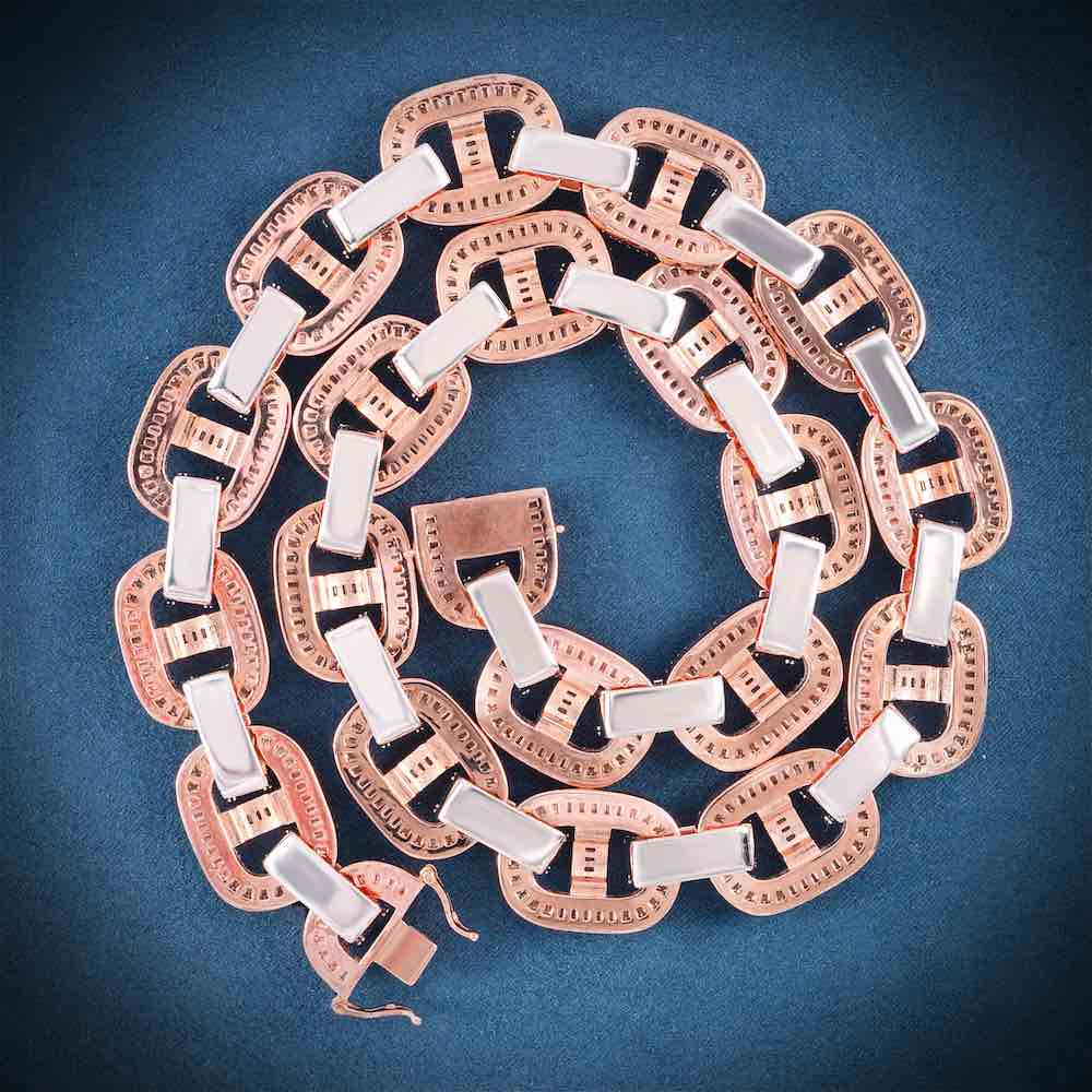 15MM Two Tone Baguette Iced Out Mariner Link Chain 14K Gold、mySite、hinf8tx79