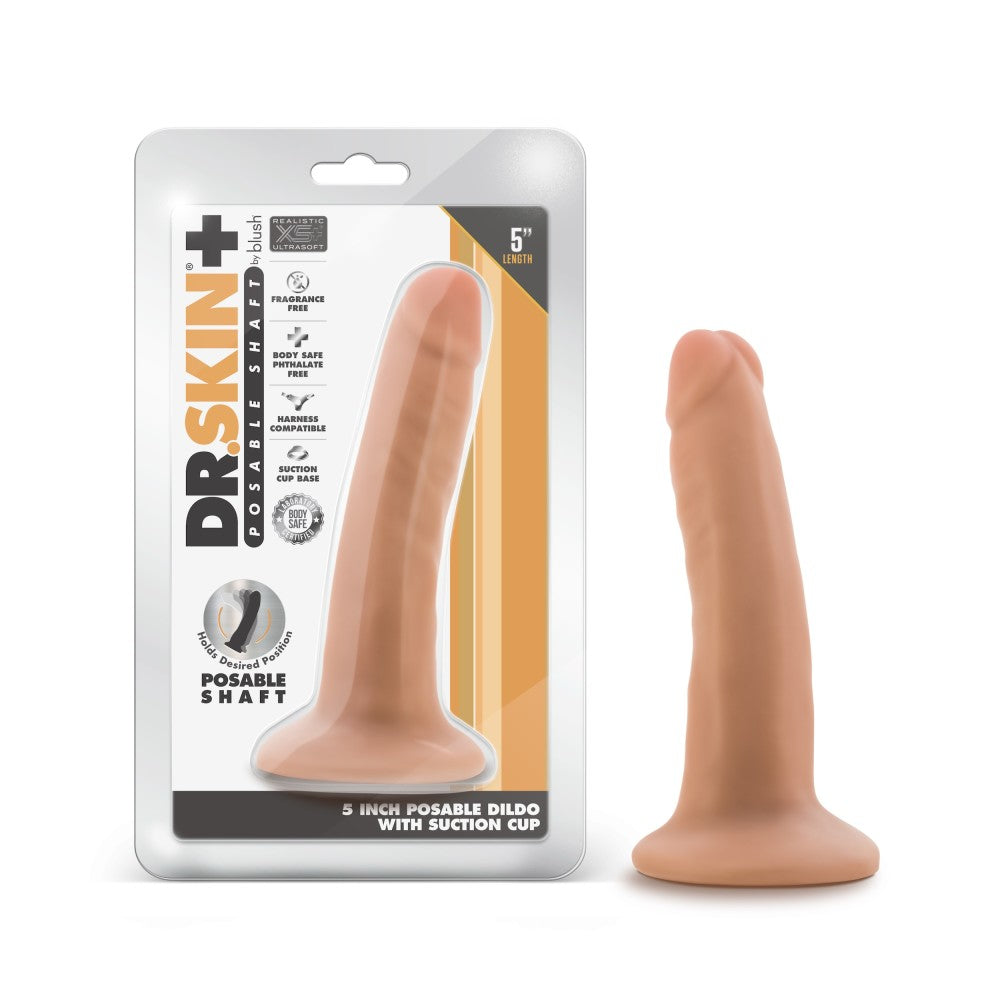 Dr. Skin Plus By Blush® | Realistic Vanilla 5.-Inch Long Soft Yet Erect & Posable Dildo With Suction Cup Base、mySite、bottomscart