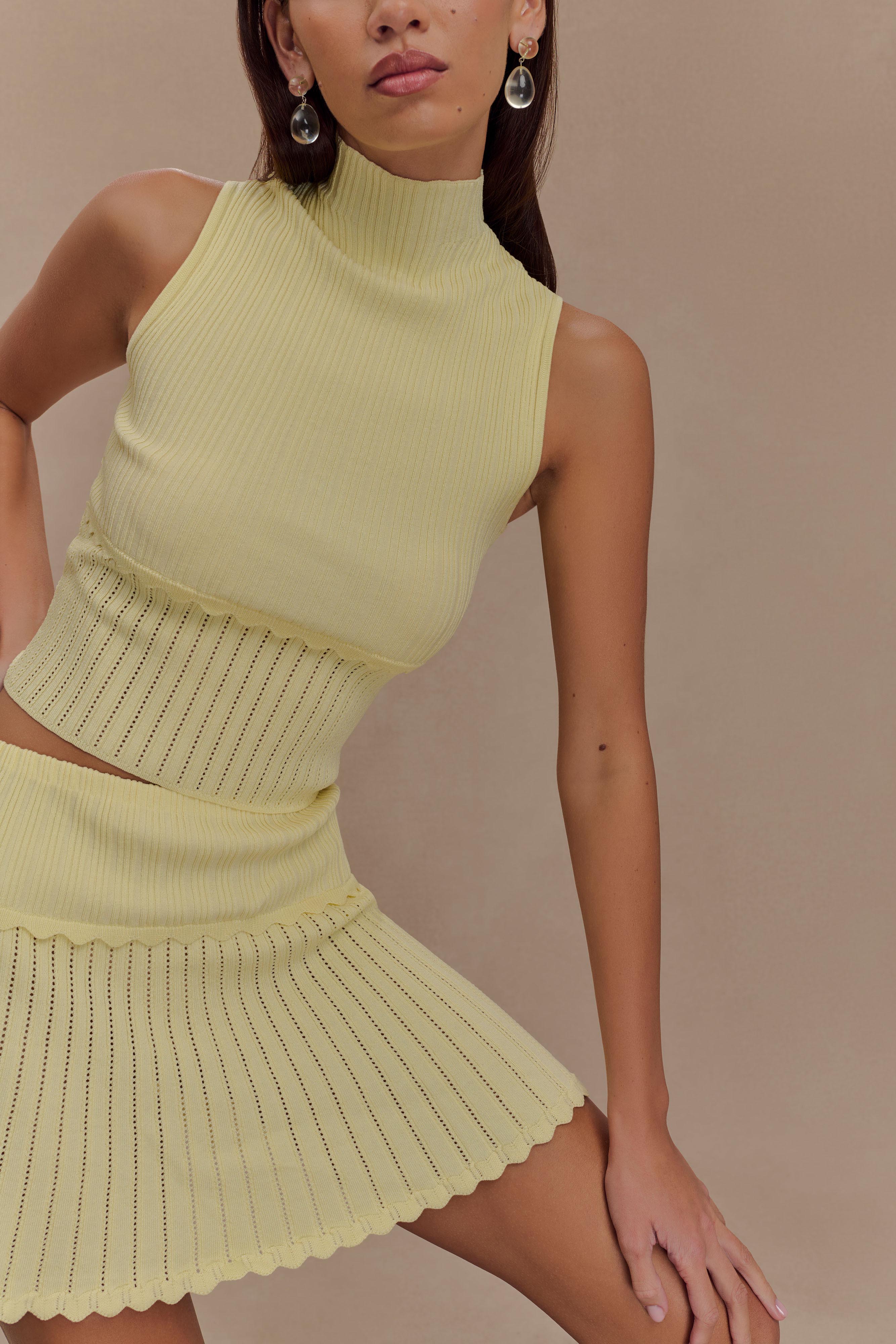 Indy Pointelle Knit Top - Lemon、mySite、solidvoid