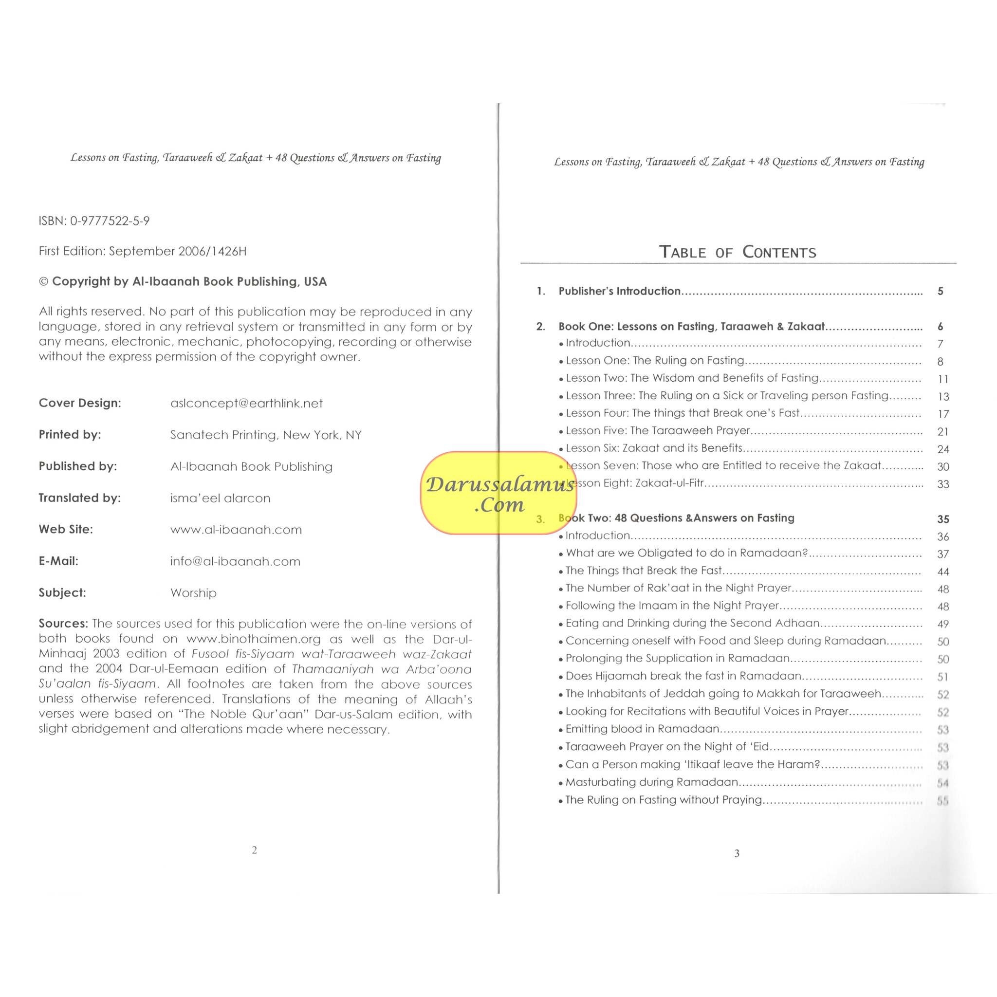 Lessons on Fasting, Taraaweeh & Zakaat With Forty Eight Questions & Answers on Fasting By Imaam Muhammad bin Saalih Al- Uthaimeen、mySite、topwebapps