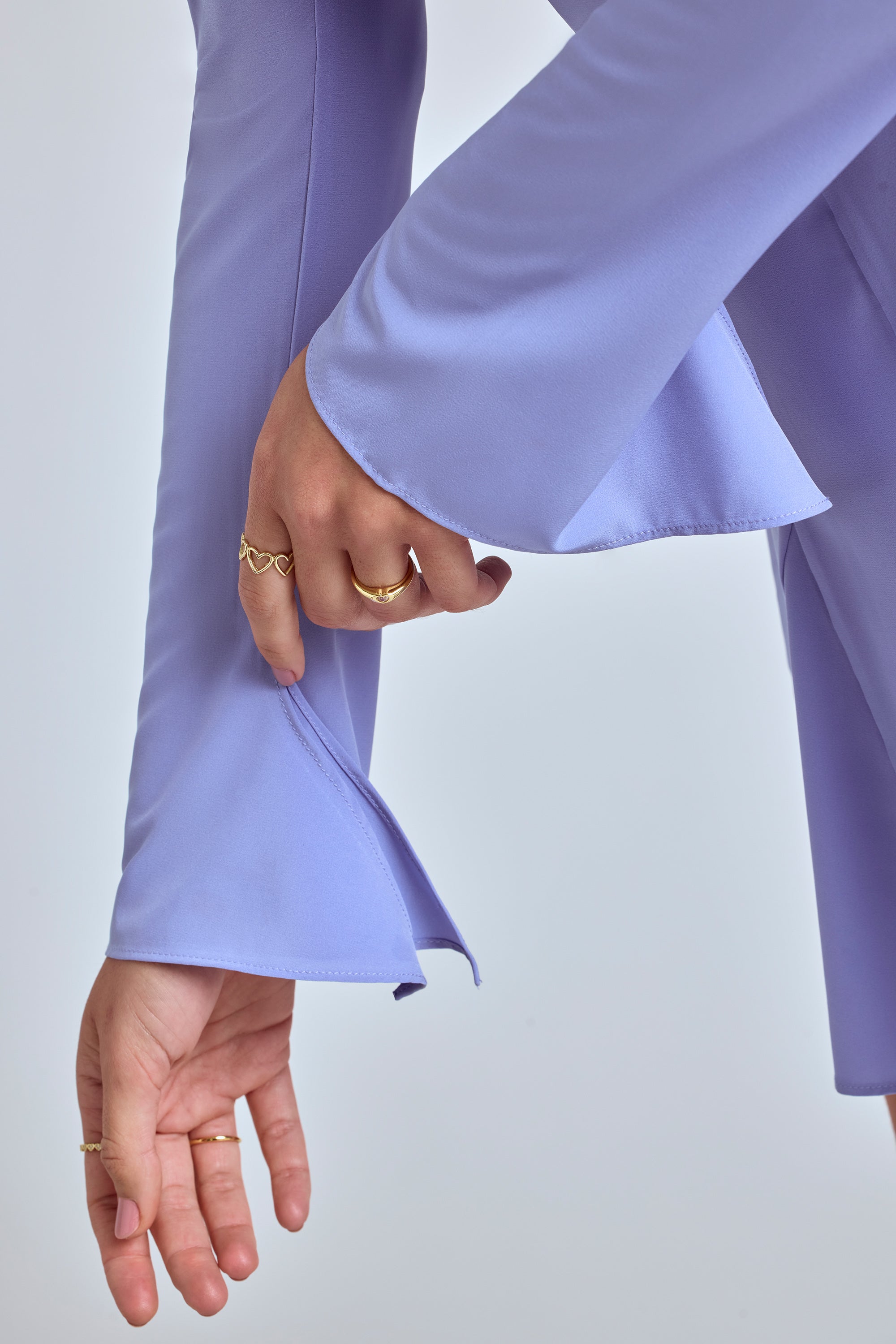 Long Sleeve Godet Mini Dress in Blue Lavender、mySite、solidvoid