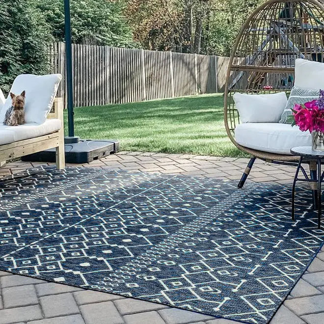 Nord Moroccan Tribal Indoor Outdoor Blue Flatweave Rug、mySite、gigharbornorthrealestate
