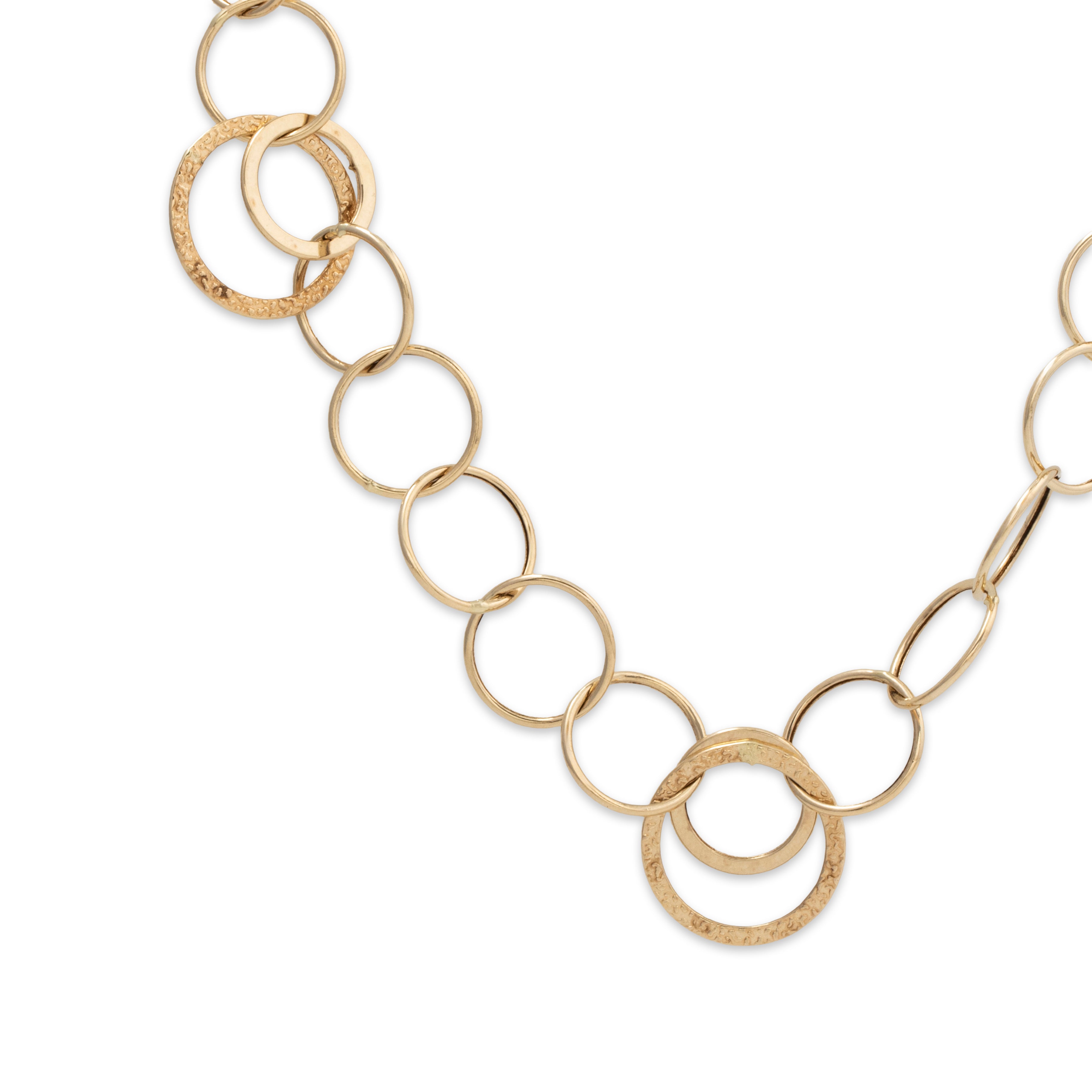 Vintage Lightweight 14k Yellow Gold Textured Circles Statement Necklace 24、mySite、hinf8tx79