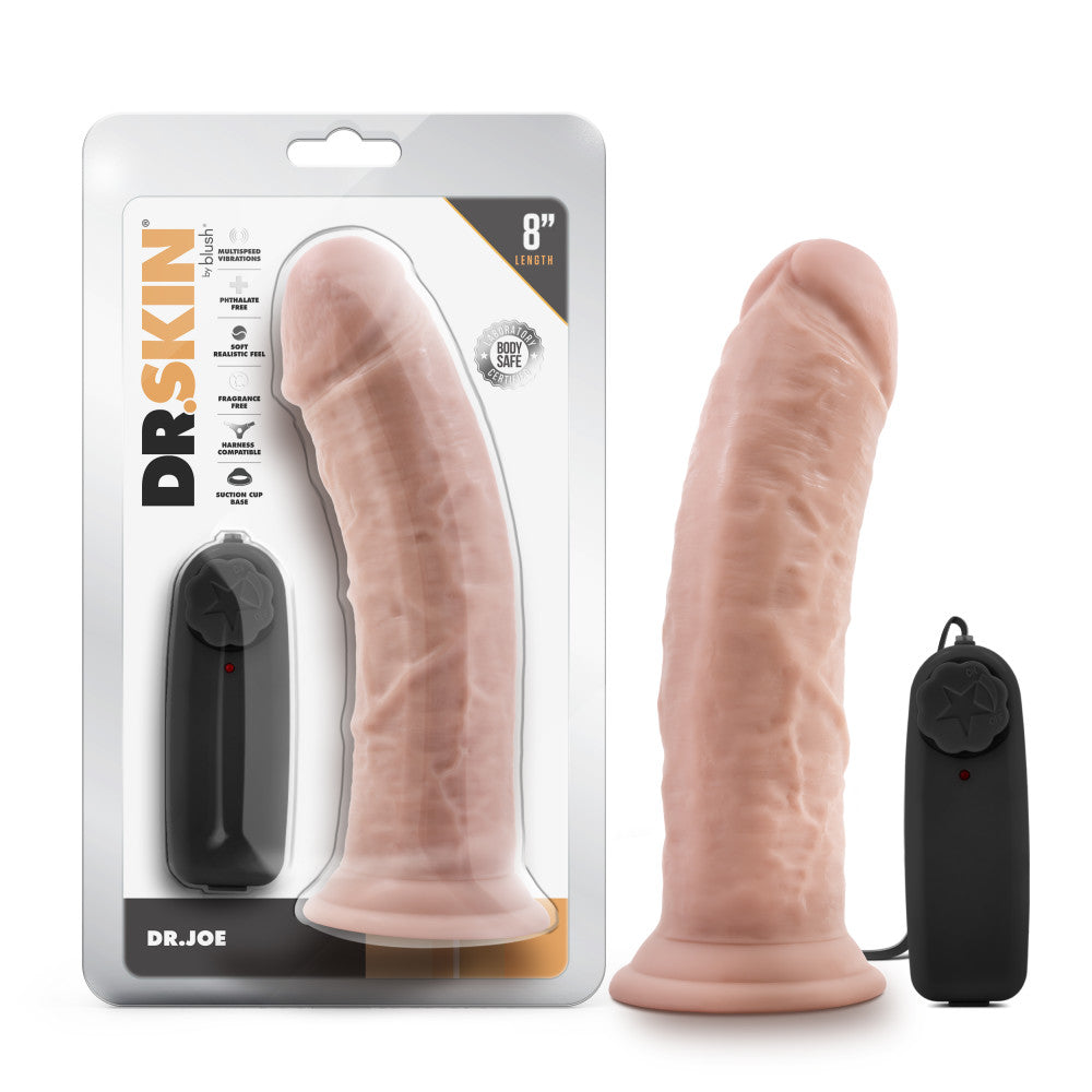 Dr. Skin By Blush® | Dr. Joe Realistic Vanilla 8.2-Inch Long Remote Control Vibrating Dildo With Suction Cup Base、mySite、bottomscart