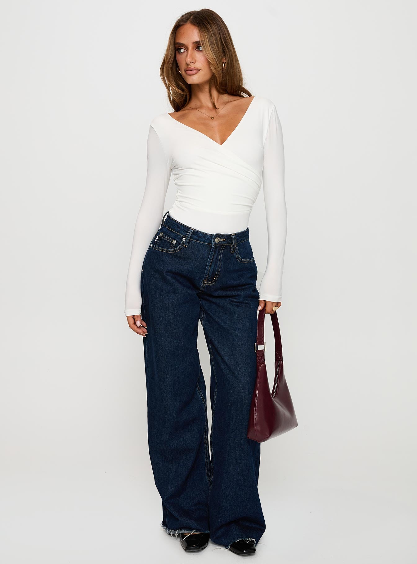 Right Here Cross Detail Bodysuit White、mySite、solidvoid