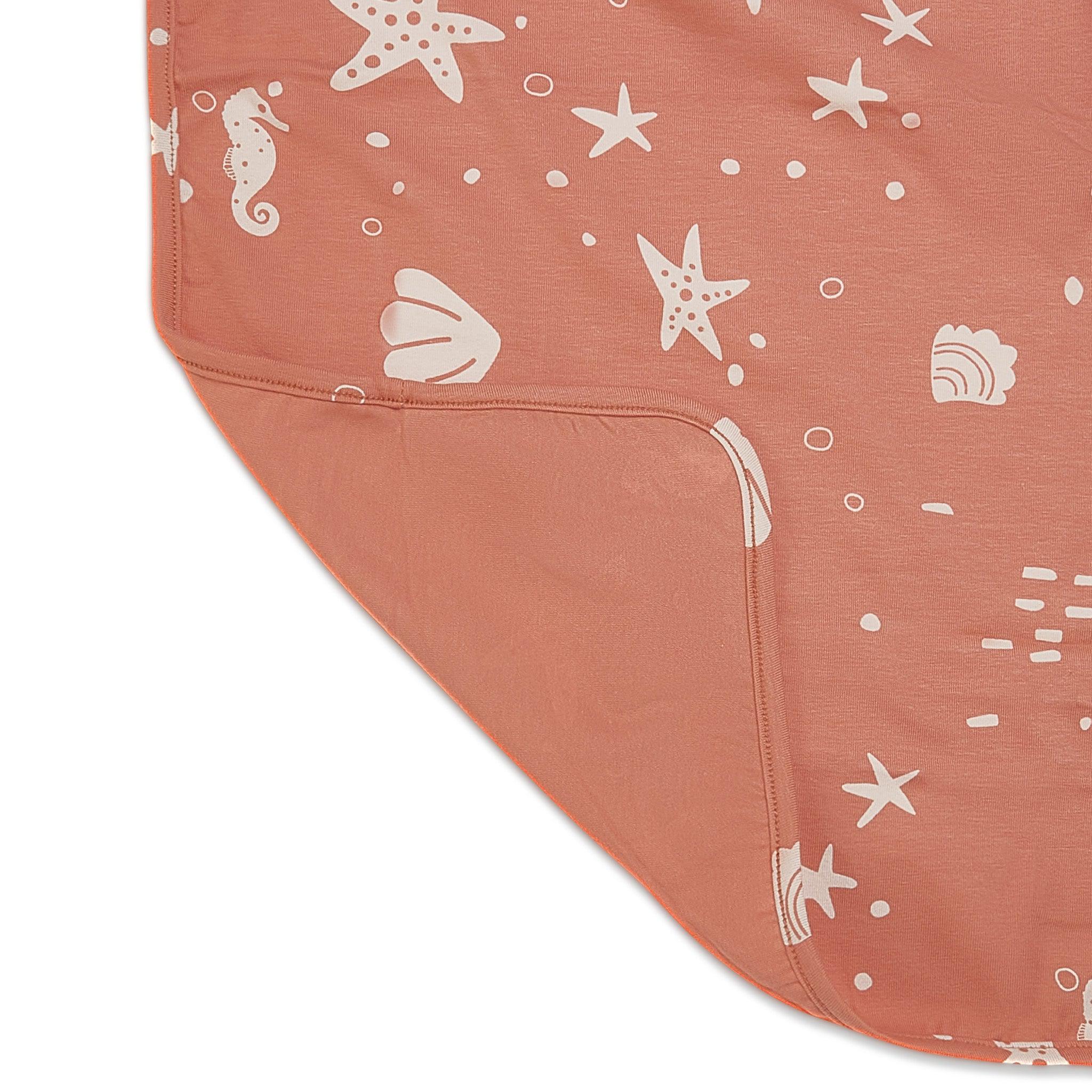 RETIRED - Organic Print Receiving Blanket - Coral Rose Seashells、mySite、g9winljtr