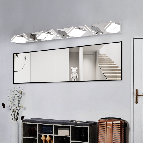 Modern Chrome LED Vanity Light, 5-Lights Wall Sconce for Bathroom and Mirror, Sleek Minimalist Design, Energy-Efficient, Easy to Install、、eastwooduniform