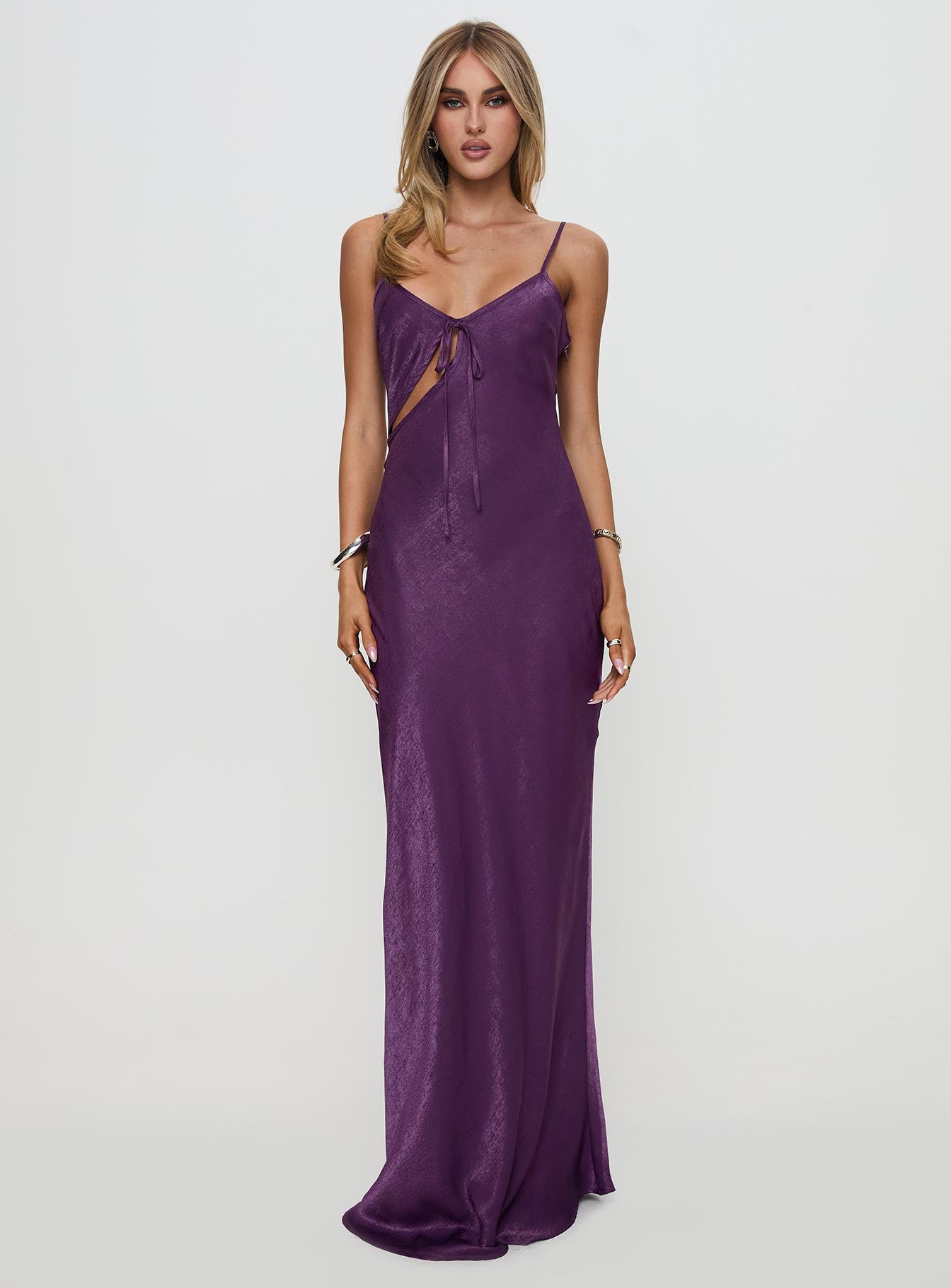 Linger Bias Cut Maxi Dress Purple、mySite、solidvoid