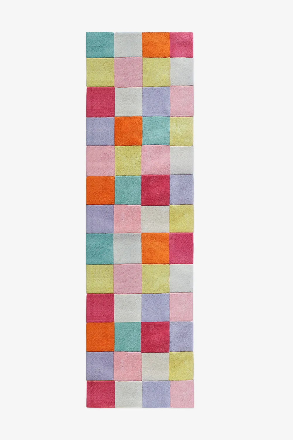 Colorful Checkered Hand Tufted Wool Runner Rug、mySite、gigharbornorthrealestate