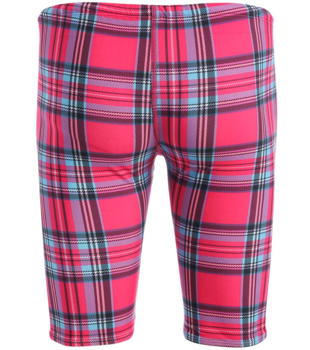 Illusions Pink Plaid Love and Happiness Jammer Swimsuit、mySite、noshort