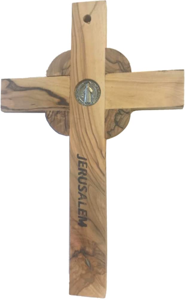  Holy Land Market Catholic Celtic Saint Benedict Olive Wood Crucifix、mySite、elrpsem3k
