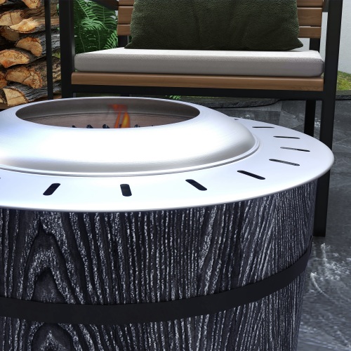 Outsunny Smokeless Fire Pit with Fireproof Mat, 20" Barrel Style Portable Wood Burning Firepit, Magnesium Oxide Low Smoke Camping Bonfire Stove for Backyard, Patio, Picnic, Black、、eastwooduniform
