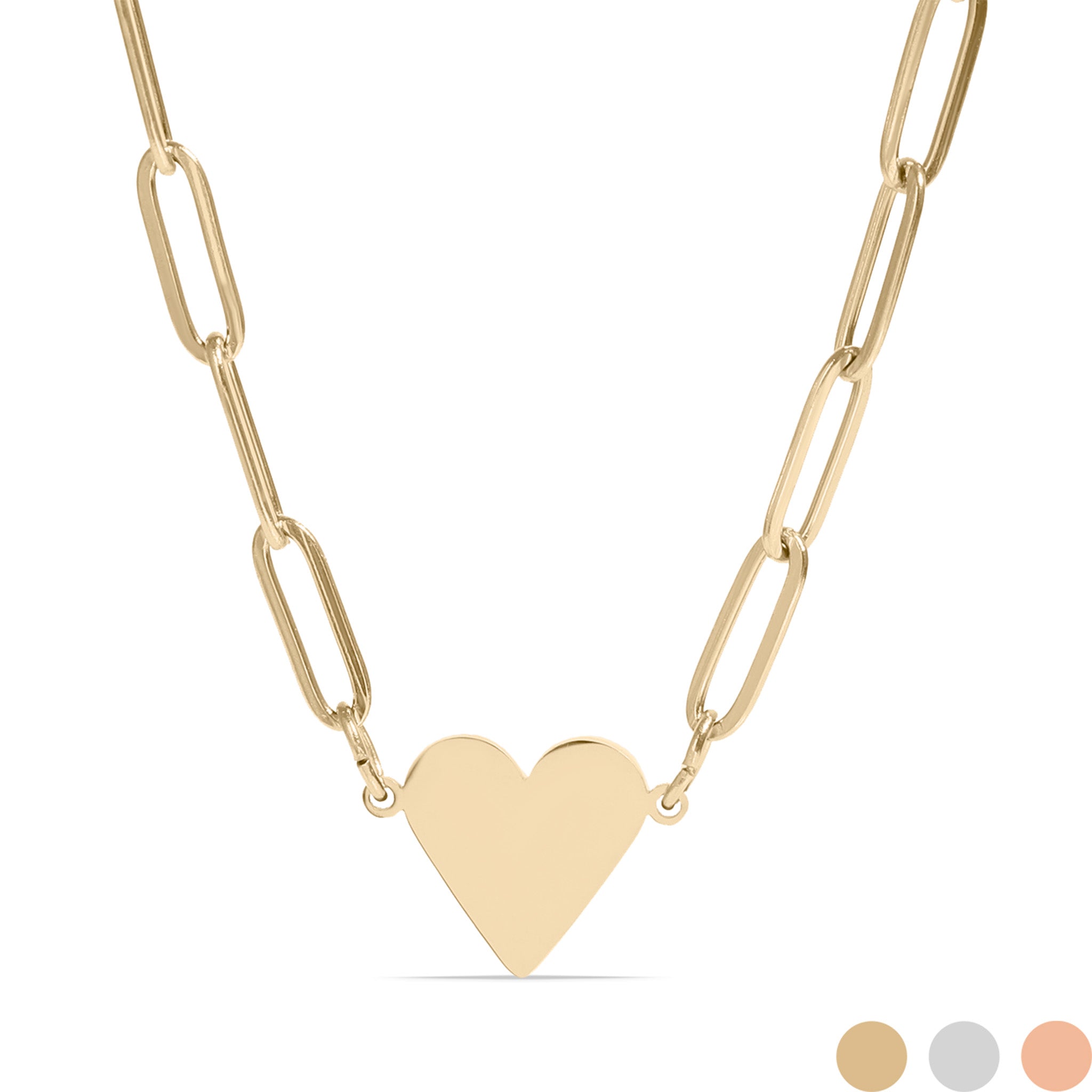 18K Gold PVD Stainless Steel Blank Heart Paperclip Necklace / SBB0304、mySite、dreamappss