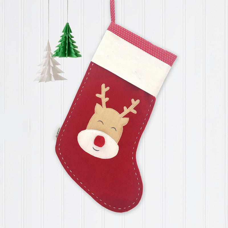Christmas Stockings | Cotton | Nosed Reindeer Print | Red、mySite、camillekostekn