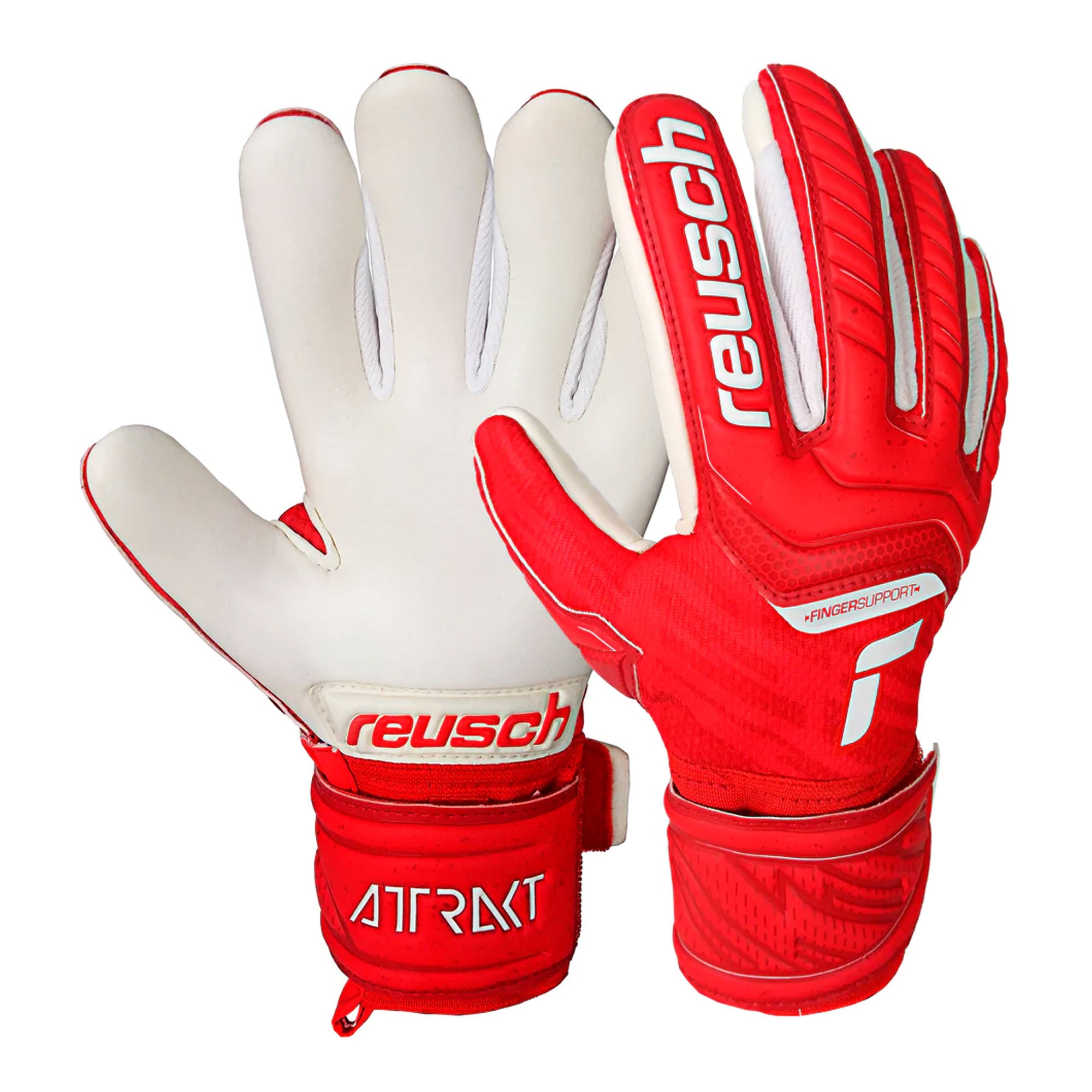 Reusch Kids Attrakt Grip Evolution Fingersave Goalkeeper Gloves Red/White、mySite、bottomscart