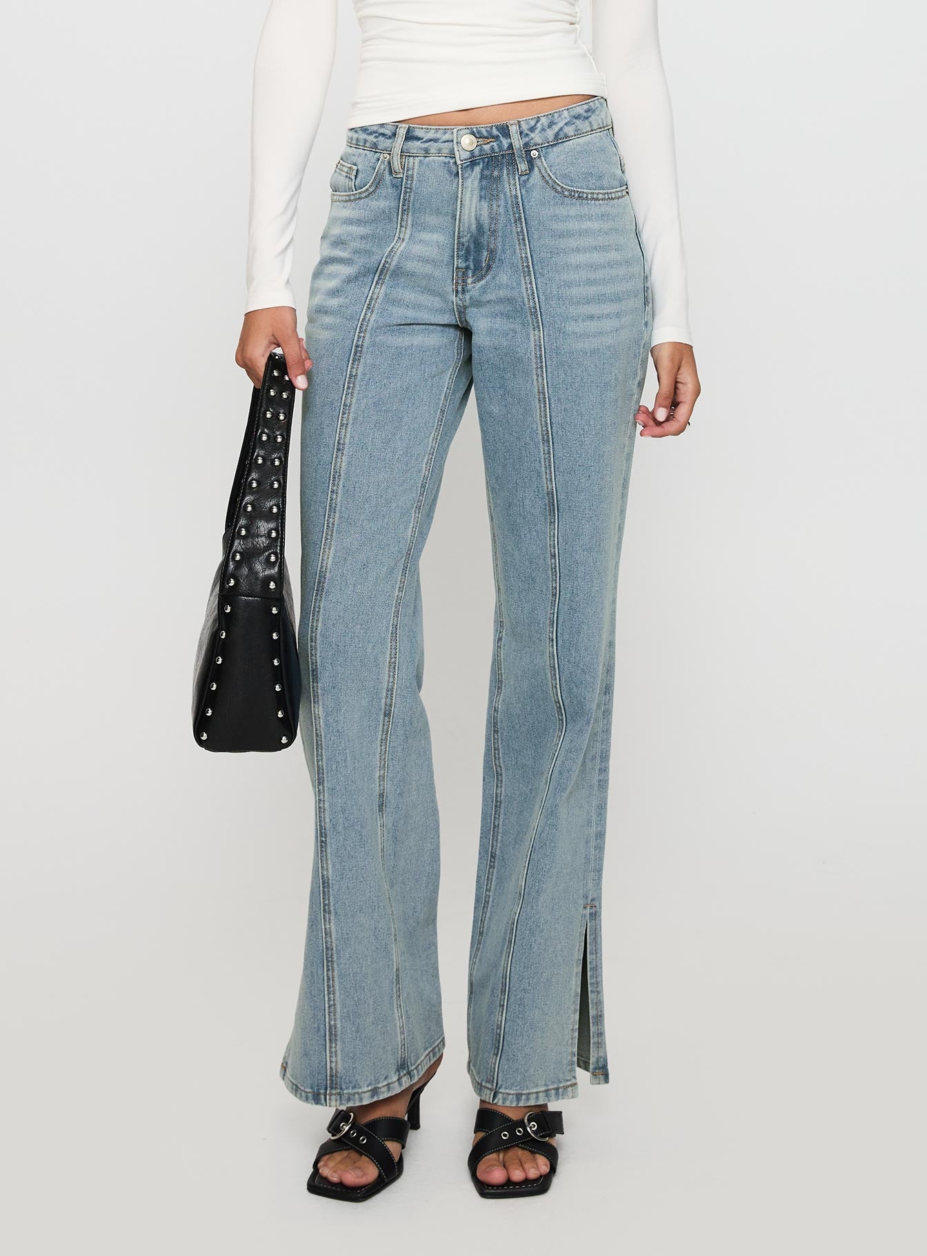 White Mustang Side Split Jean Light Blue、mySite、solidvoid