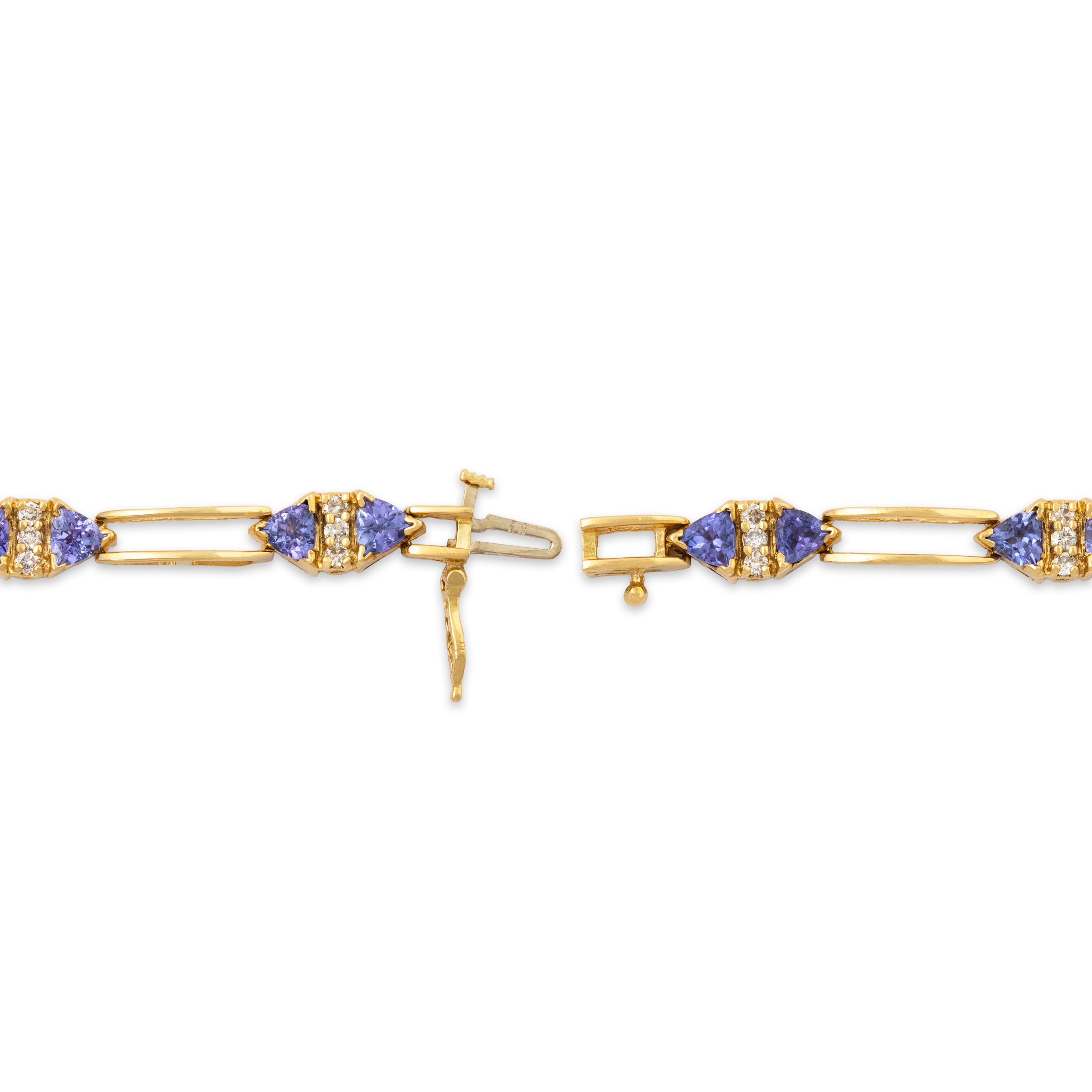 Vintage 14k Yellow Gold 2.4cttw Tanzanite .504cttw Diamond Station Bracelet 7、mySite、hinf8tx79
