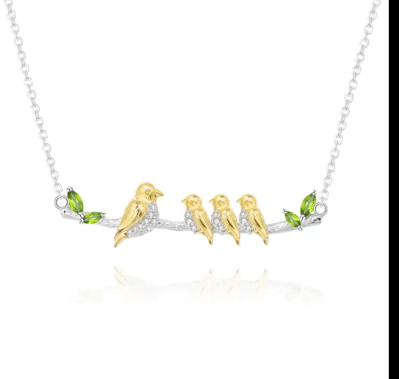 Elegant Bird Necklace w/Gemstone 925 Sterling Agate Silver Handcraft Necklace Sliver Gold Plated Collection、mySite、g9winljtr