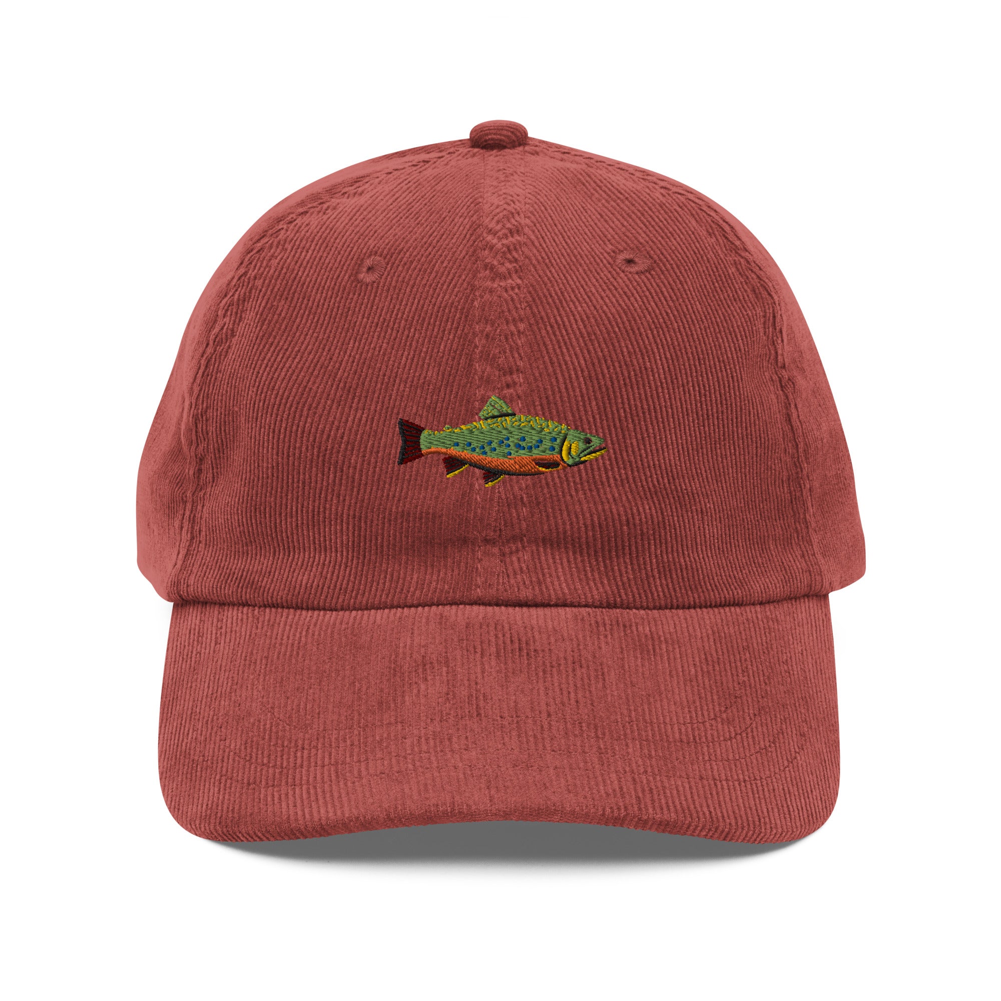 Brook Trout Embroidered Corduroy Dad Hat、mySite、solidvoid