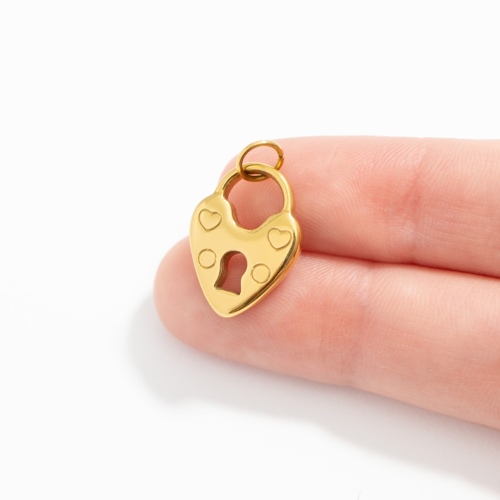 18K Gold PVD Stainless Steel Vintage Heart Lock Charm / PDL0274、mySite、dreamappss