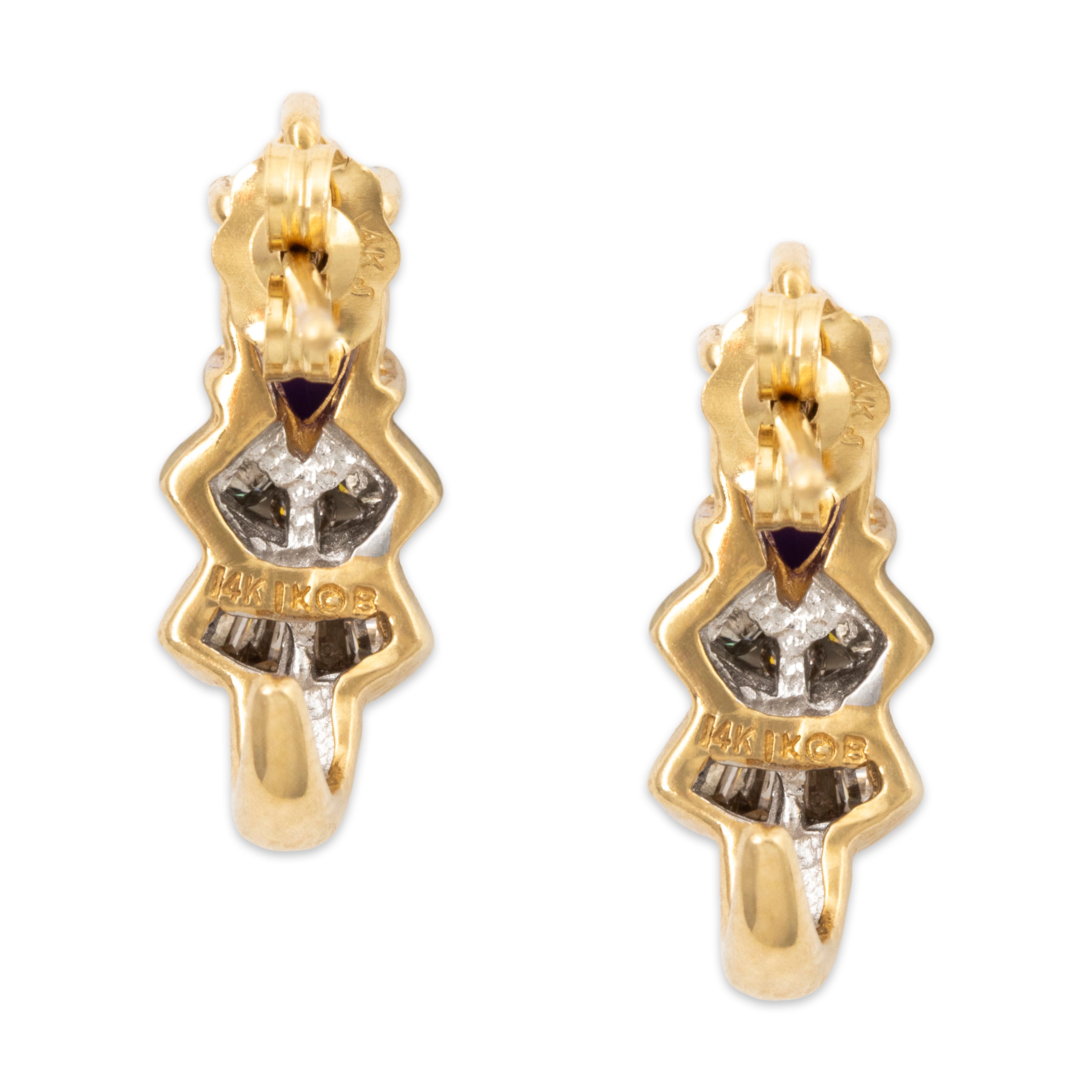 Vintage 14k Yellow Gold Amethyst Diamond Post Earrings、mySite、hinf8tx79