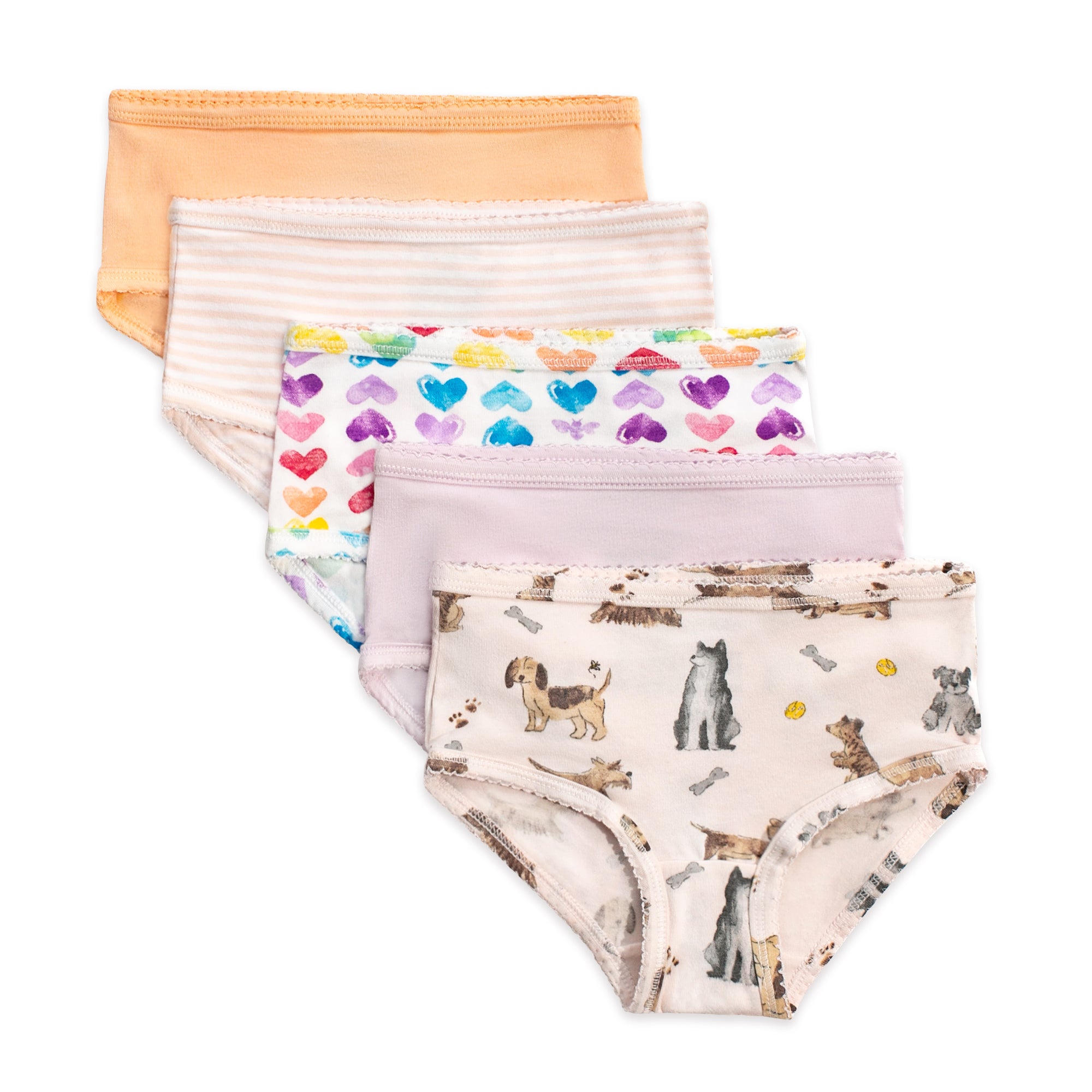  Puppy Party & Rainbow Hearts Organic Cotton Toddler Girl Underwear 5 Pack、mySite、layawaytickets