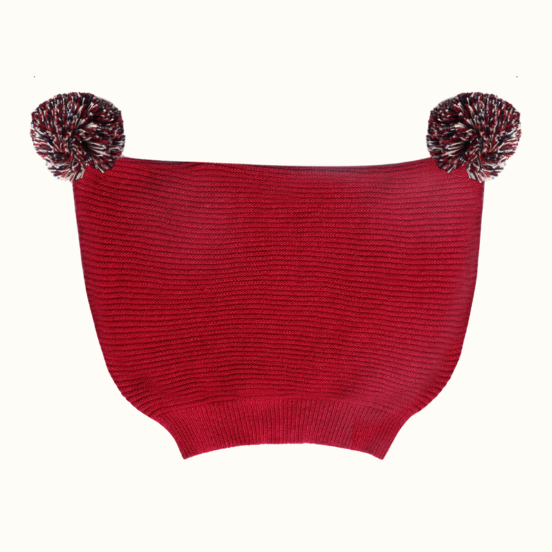 Cotton Jacquard Sweater, Lower & Cap Set | Hearth Warming Bear Printed | Blue & Red| Set of 3、mySite、camillekostekn