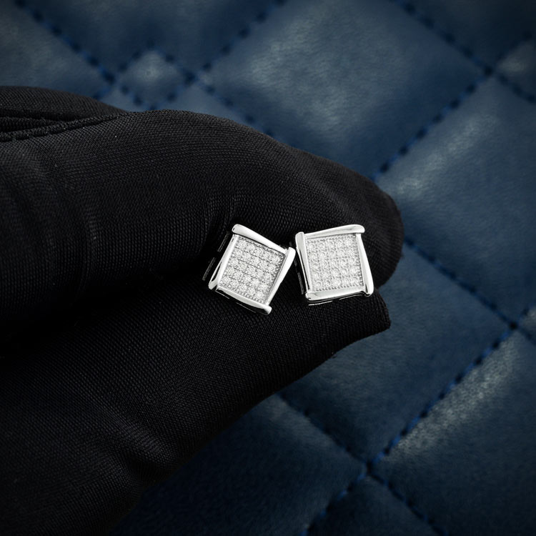 8MM Moissanite Square Cluster Earrings 14K Gold、mySite、hinf8tx79