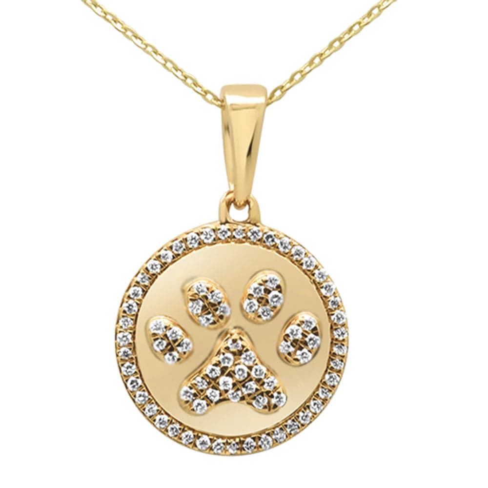 Medallion Dog Paw Necklace 14K Gold with .33ct H, SI1-2 Natural Diamonds、mySite、g9winljtr