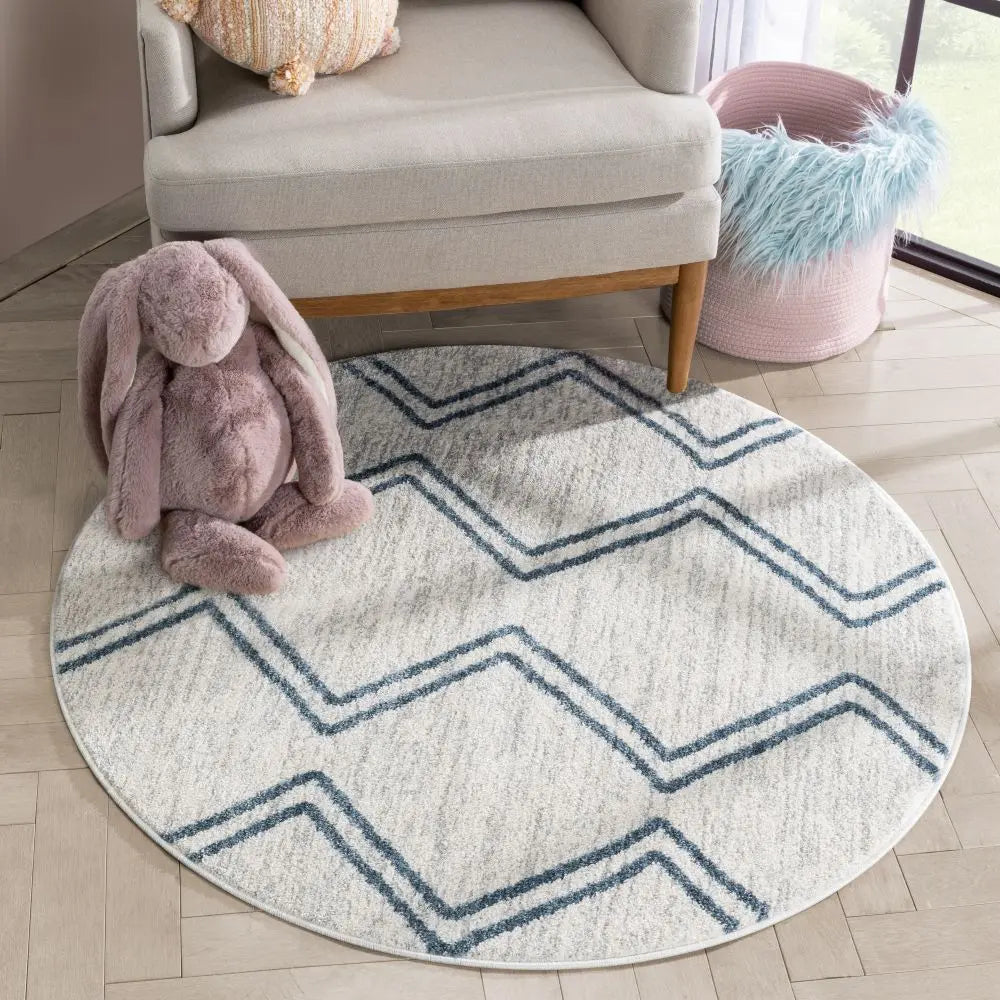Reeve Modern Chevron Zig-Zag Blue Ivory Kids Rug、mySite、gigharbornorthrealestate