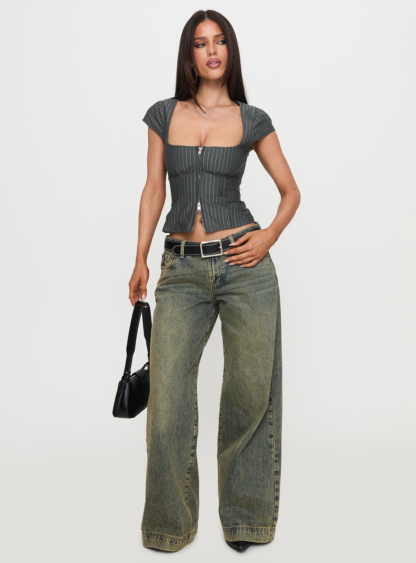 Santa Cruz Zip Through Top Grey Pinstripe、mySite、solidvoid