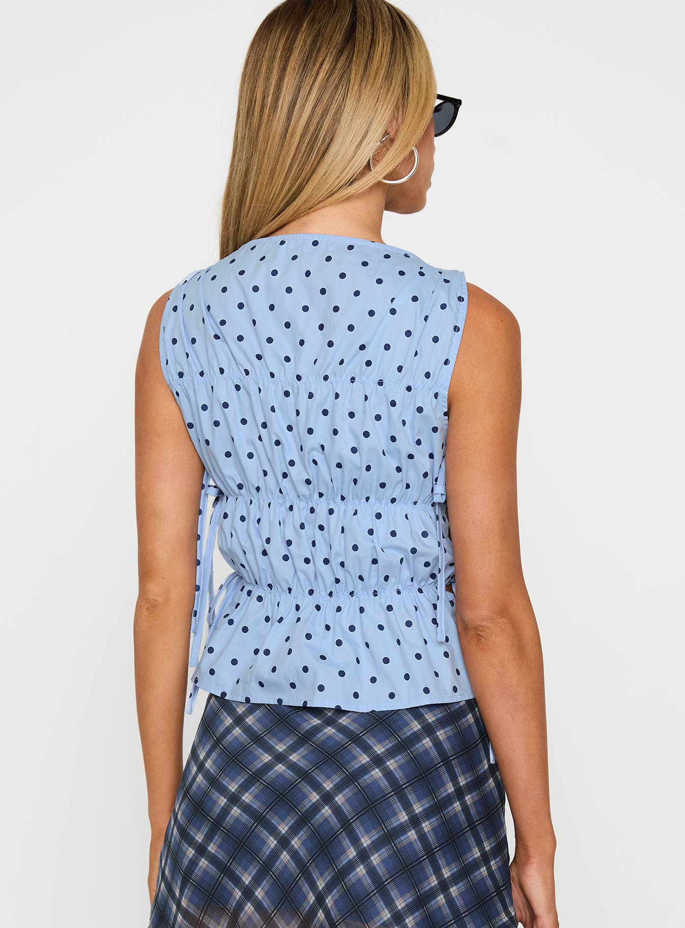 Endless Summers Tie Side Top Blue Polka Dot、mySite、solidvoid
