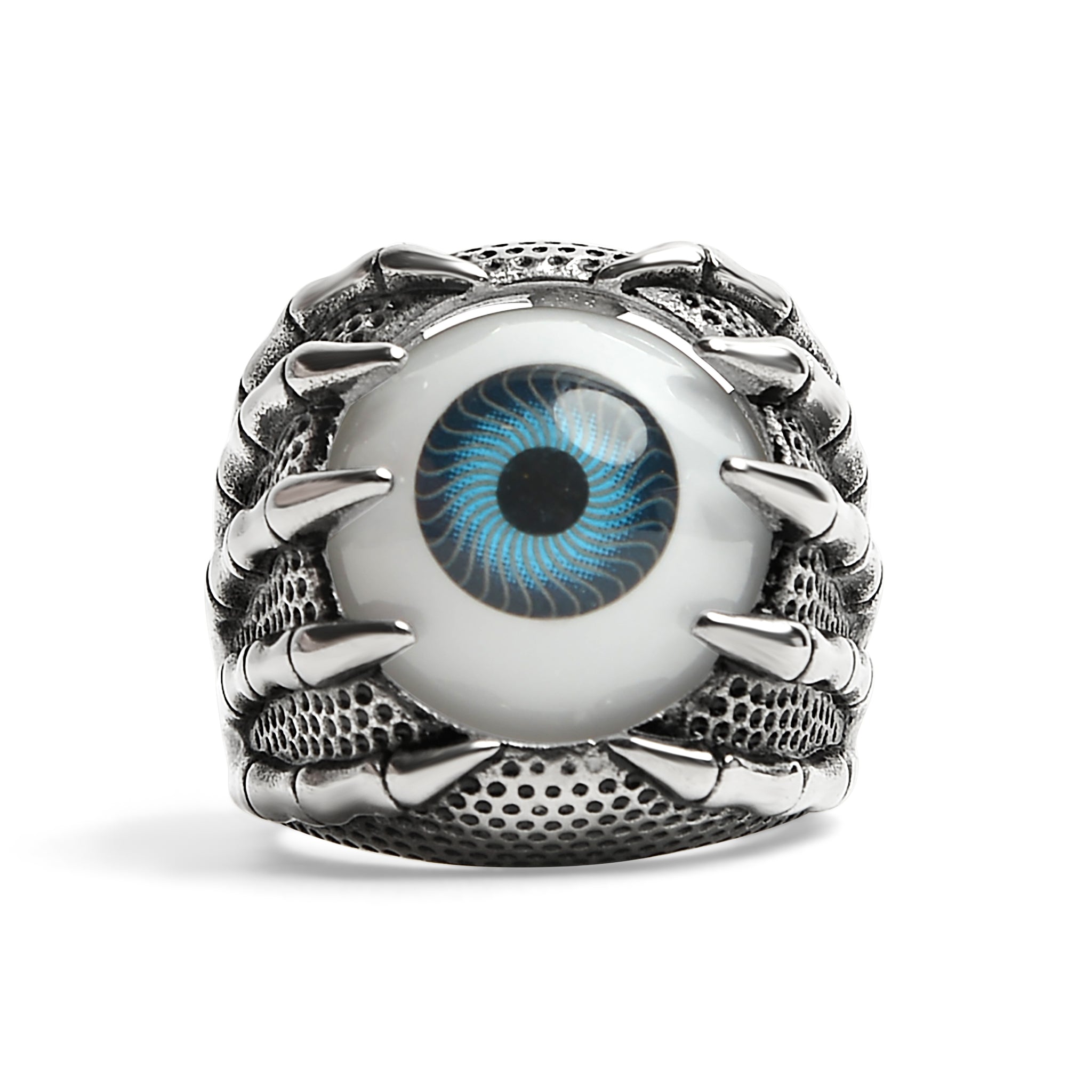 Stainless Steel Skeleton Hands Holding Blue Eyeball Ring / SCR4079、mySite、dreamappss