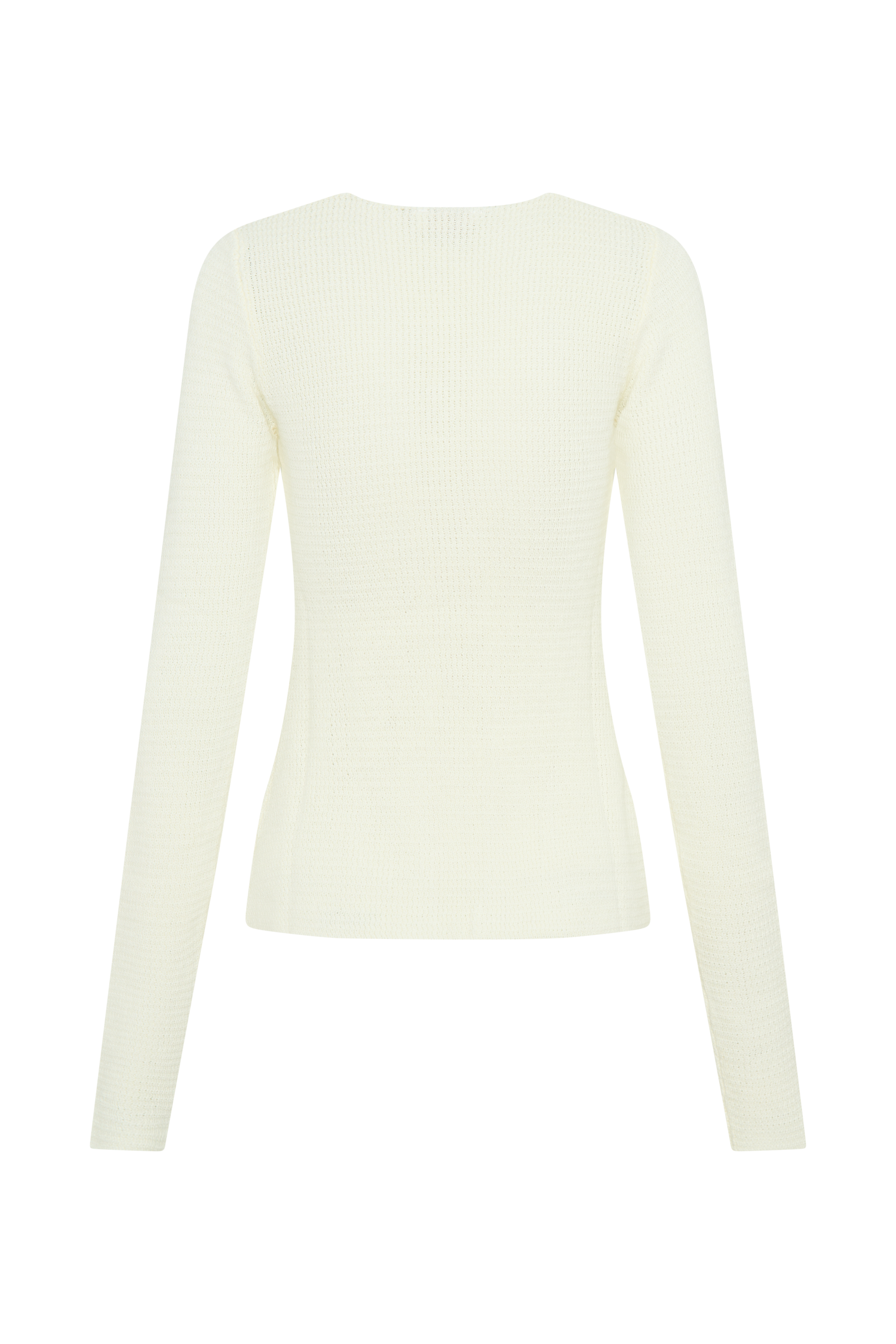 Noah Knit Tie Long Sleeve Top - Ivory、mySite、solidvoid