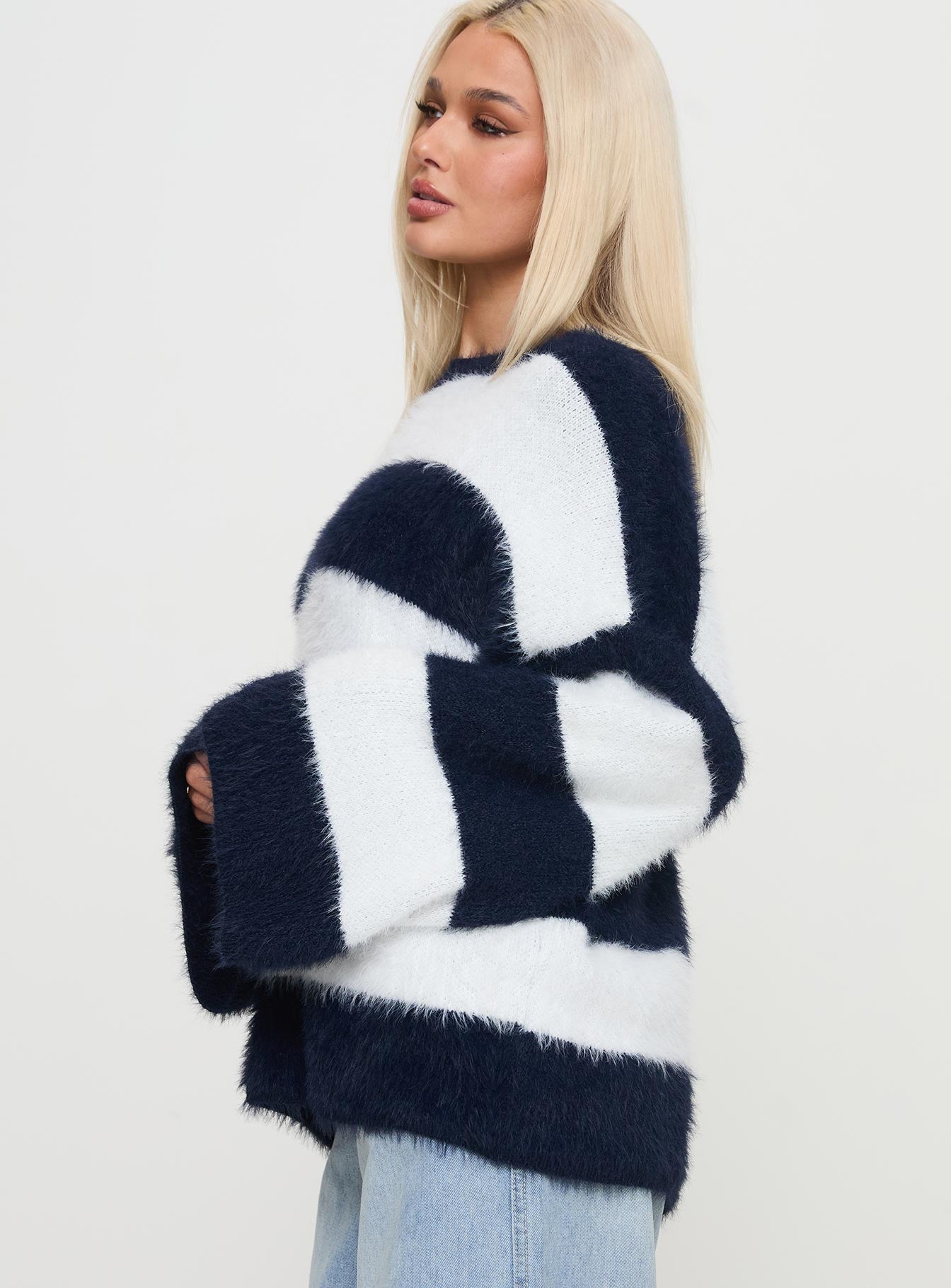 Nerina Knit Sweater Blue / White Stripe、mySite、solidvoid