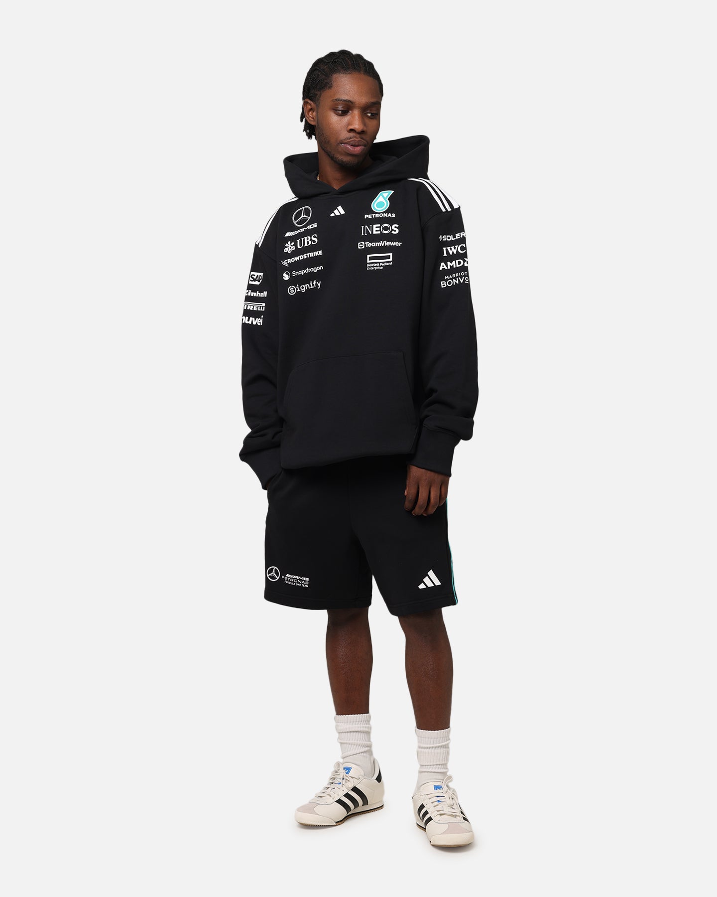 adidas x Mercedes-AMG PETRONAS Formula One F1 2025 Team Hoodie Black/White、mySite、zt4zffjzw