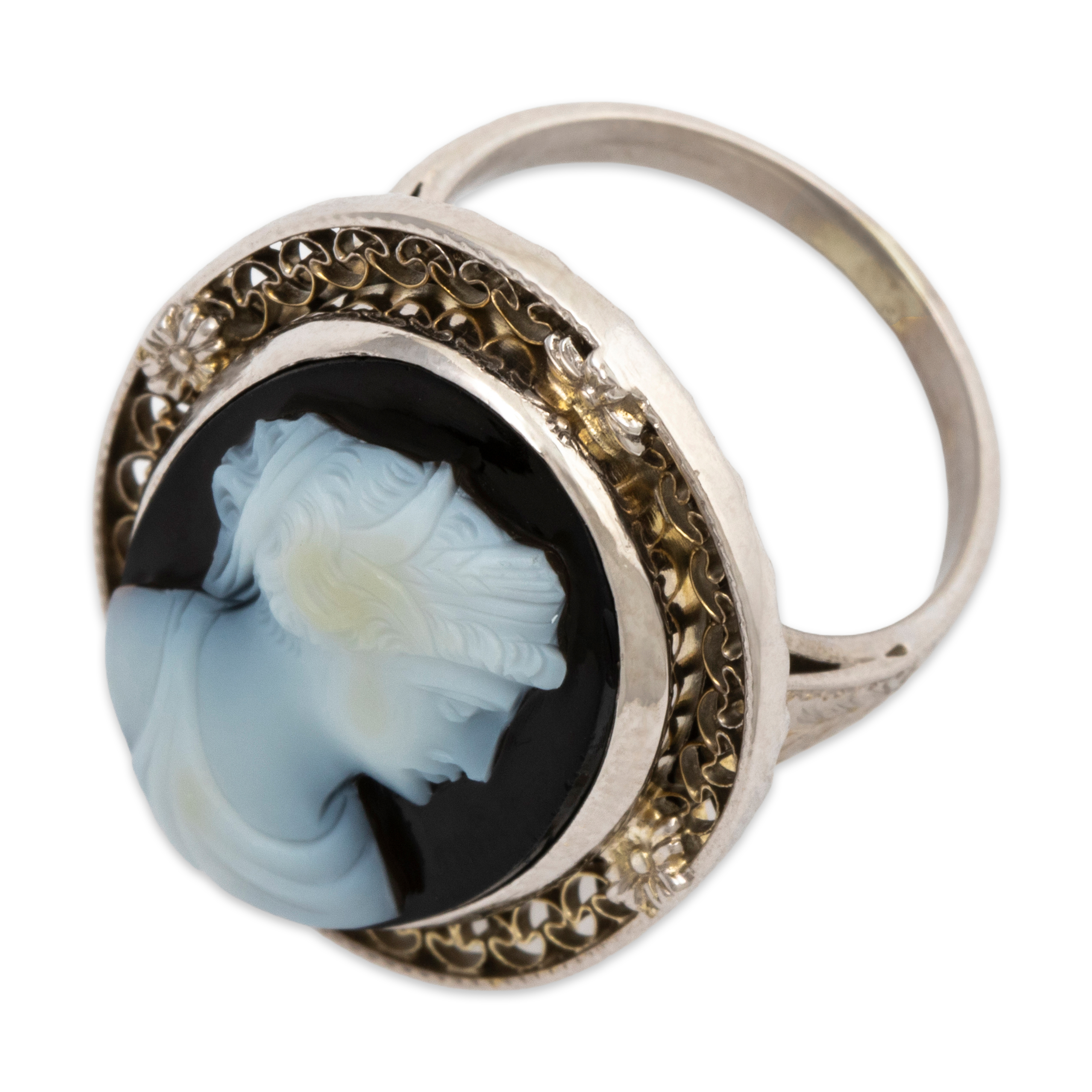 Antique Victorian 14k White & Yellow Gold Hardstone Classical Cameo Ring 4.25、mySite、hinf8tx79