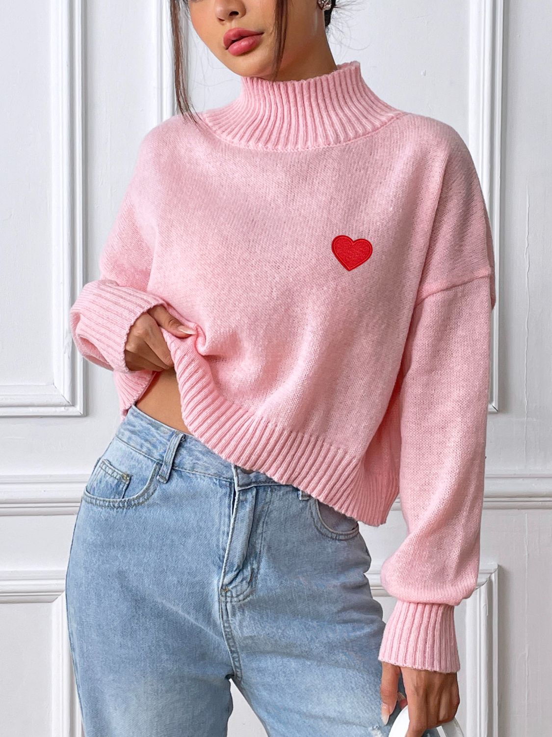  Heart Turtleneck Long Sleeve Sweater、mySite、justintrudeaud
