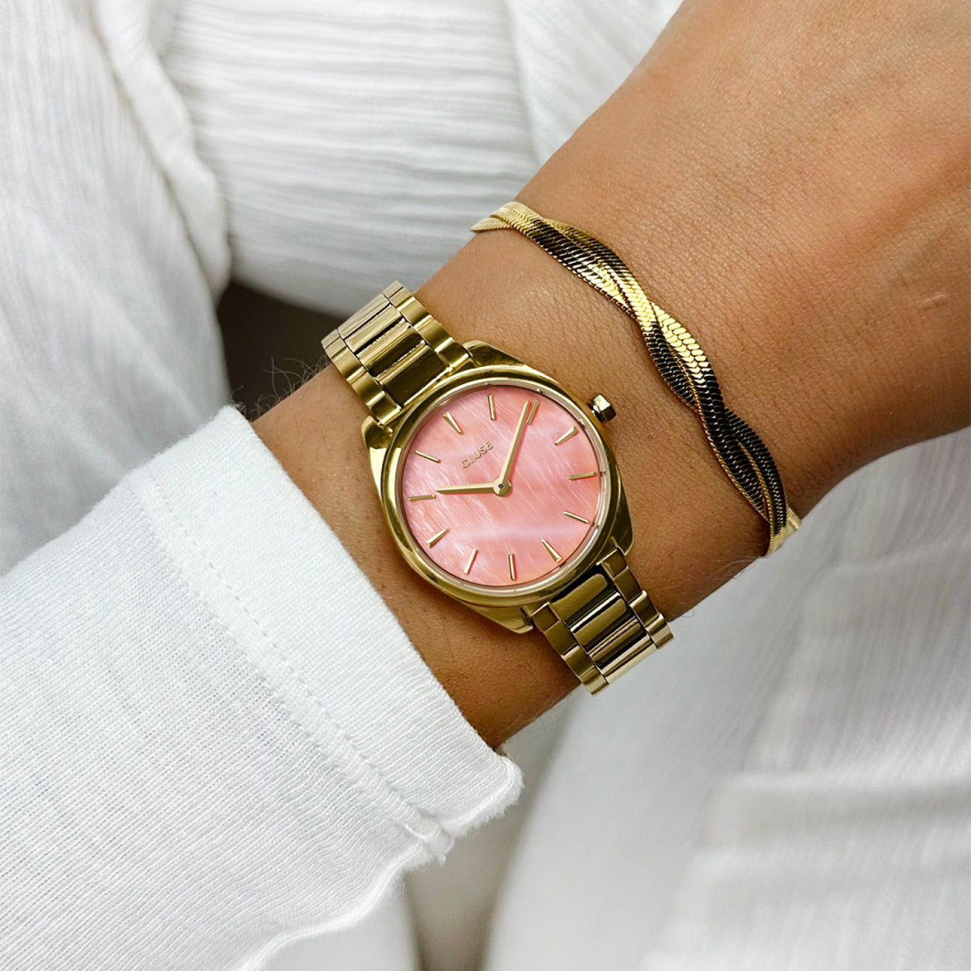 Féroce Mini Watch Steel, Apricot Pearl, Gold Colour、mySite、botmansion