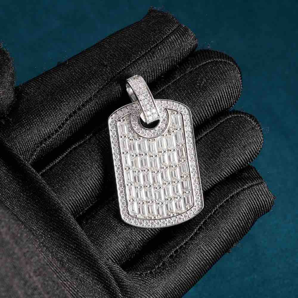 Moissanite Baguette Dog Tag Pendant 14K Gold、mySite、hinf8tx79