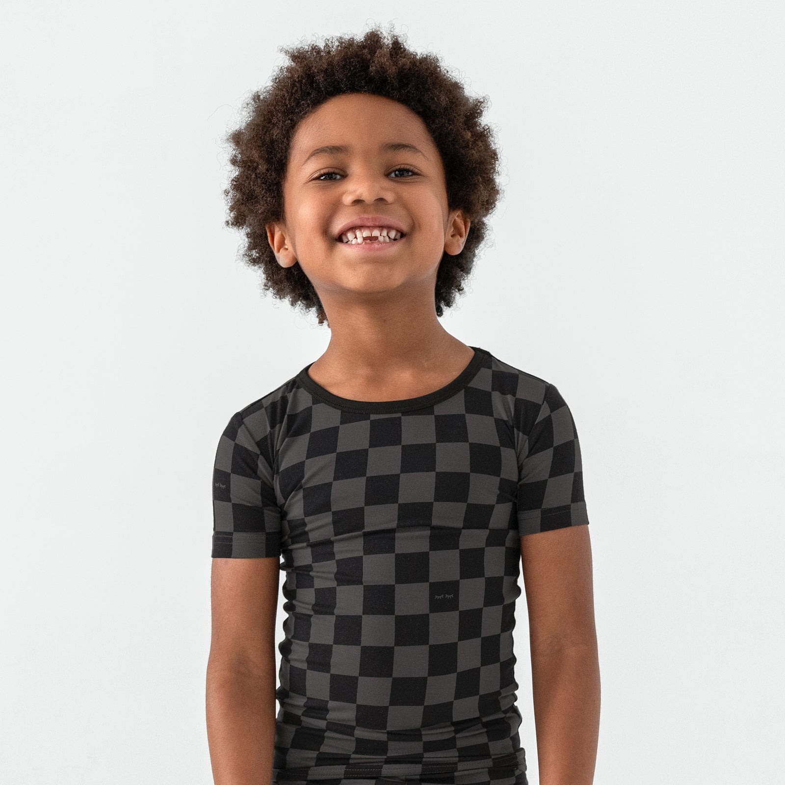 Monochrome Checks Two-Piece Short Sleeve & Shorts Pajama Set、mySite、g9winljtr