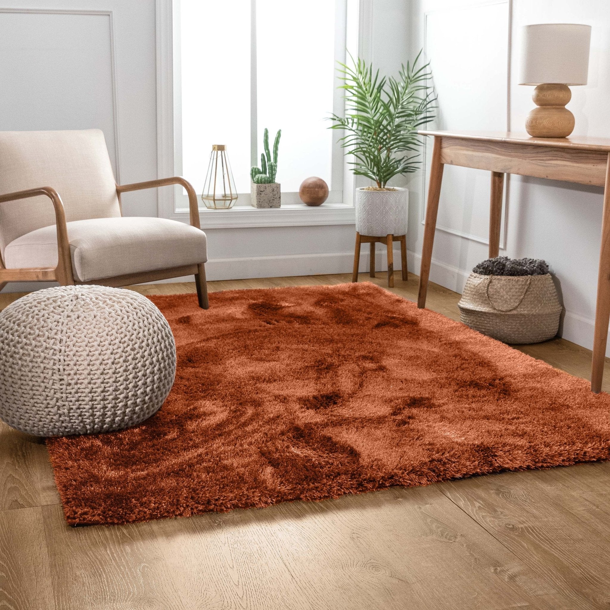 Feather Collection Liza Terracotta Shag Rug – Sparkly, Plush, Minimalist Glam、mySite、gigharbornorthrealestate