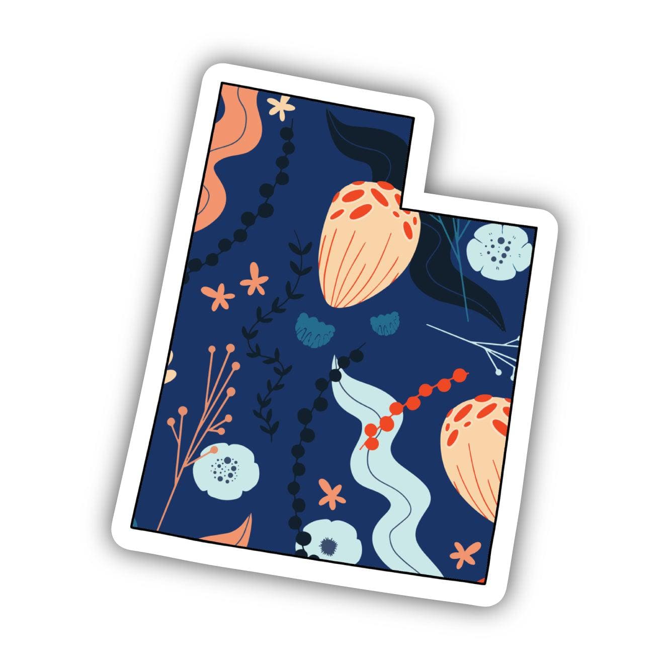  Utah Blue Floral Abstract Sticker、mySite、elrpsem3k