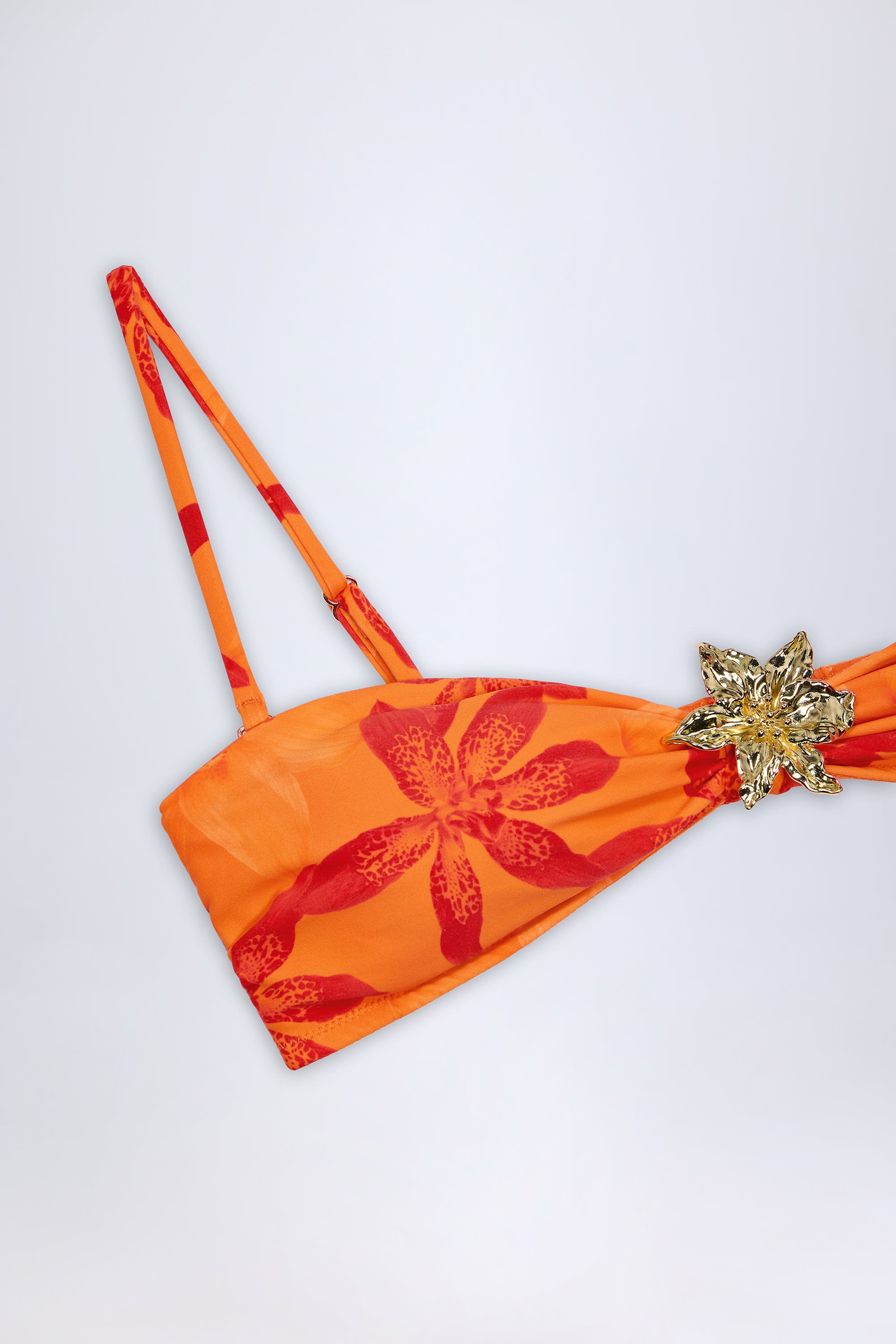  Hardware-Detail Halterneck Bikini Top in Orange Orchid Print、mySite、sugarbowlscore