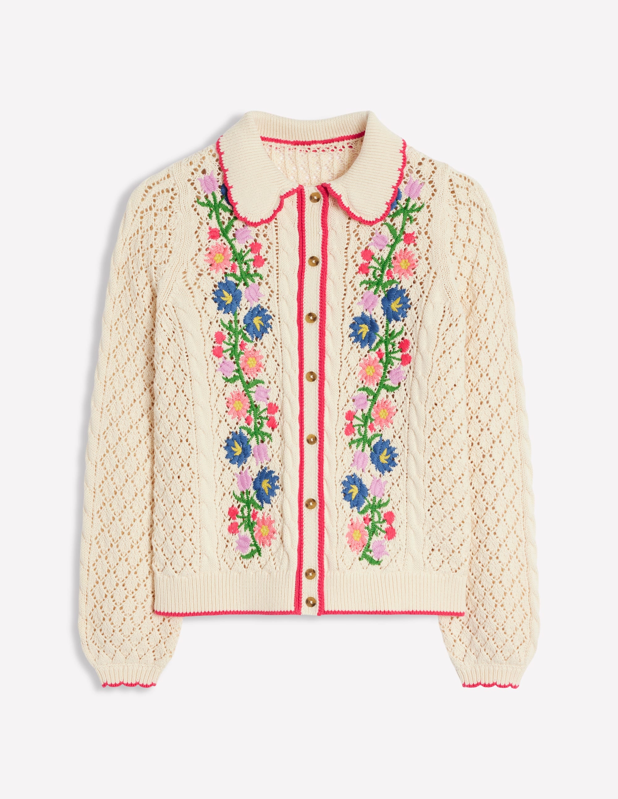  Embroidered Cotton Cardigan-Warm Ivory、mySite、ashleygrahame