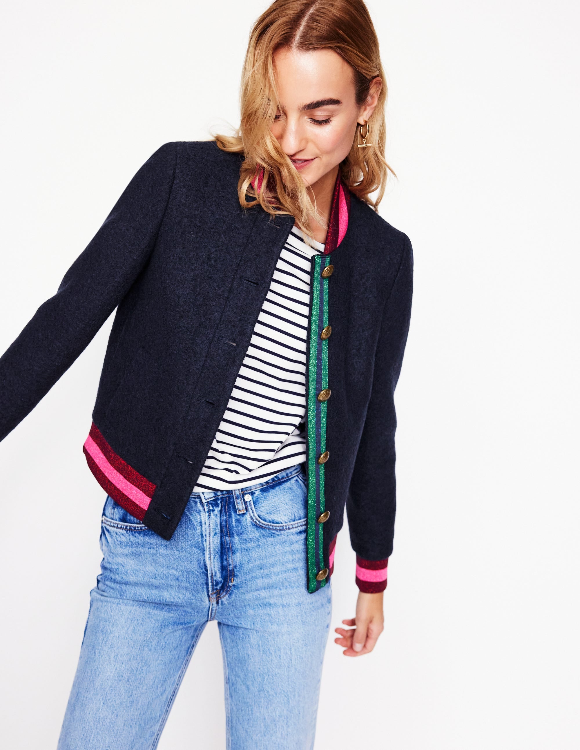  Boiled Wool Bomber-Navy、mySite、ashleygrahame