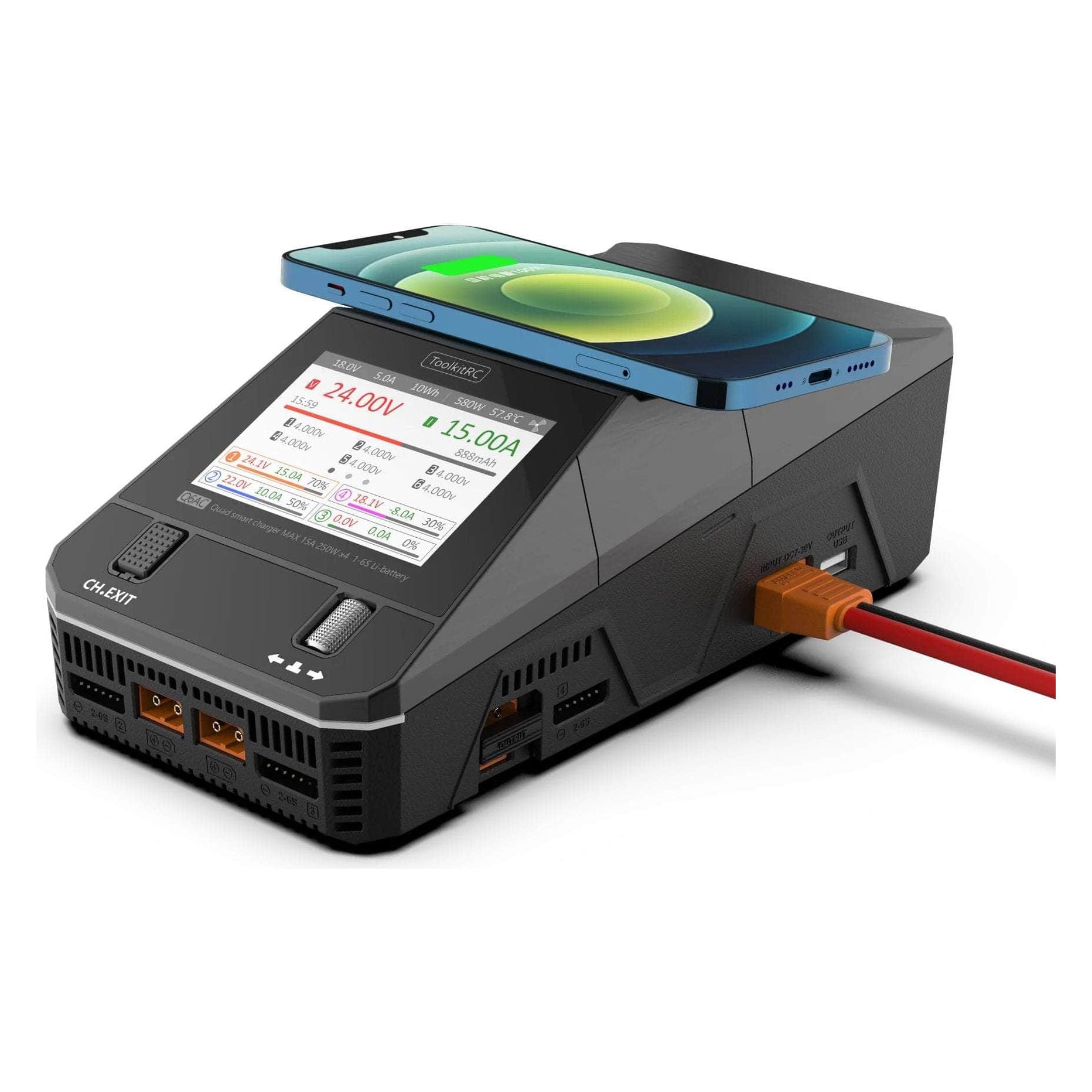  ToolKitRC Q6AC 1000W 50A 1-6S Quad Channel AC/DC Smart Charger - Black、mySite、merchandisen