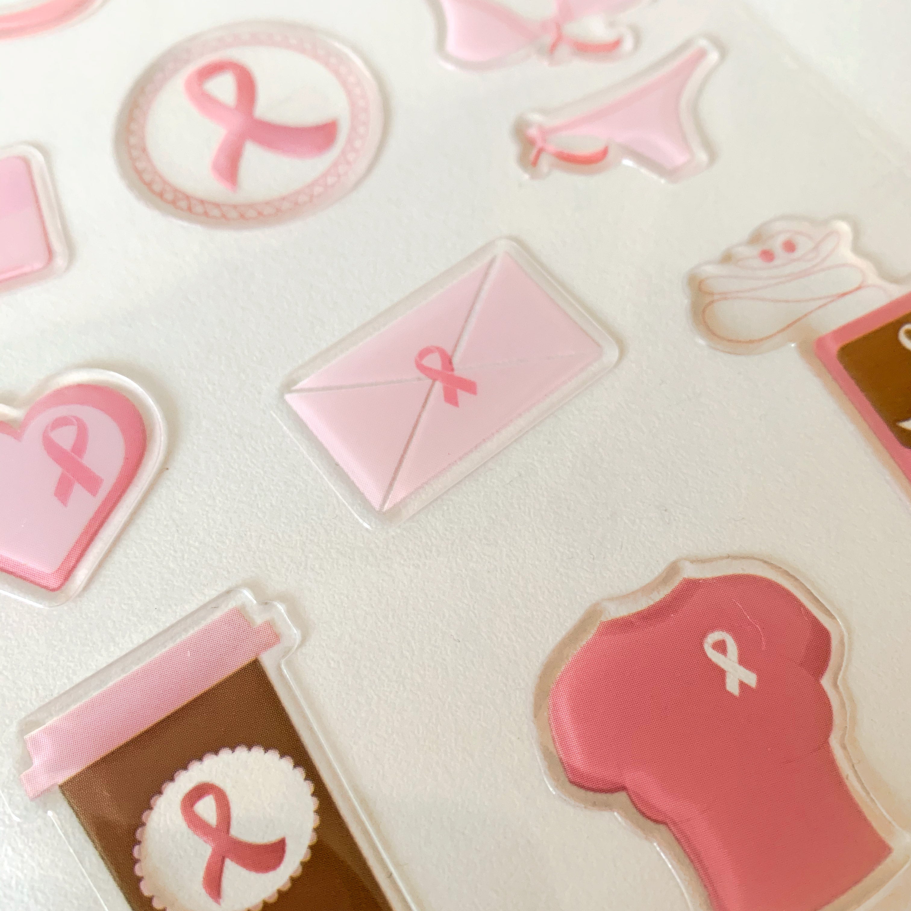  Pink Ribbon 3D Sticker Sheet、mySite、ghnorth